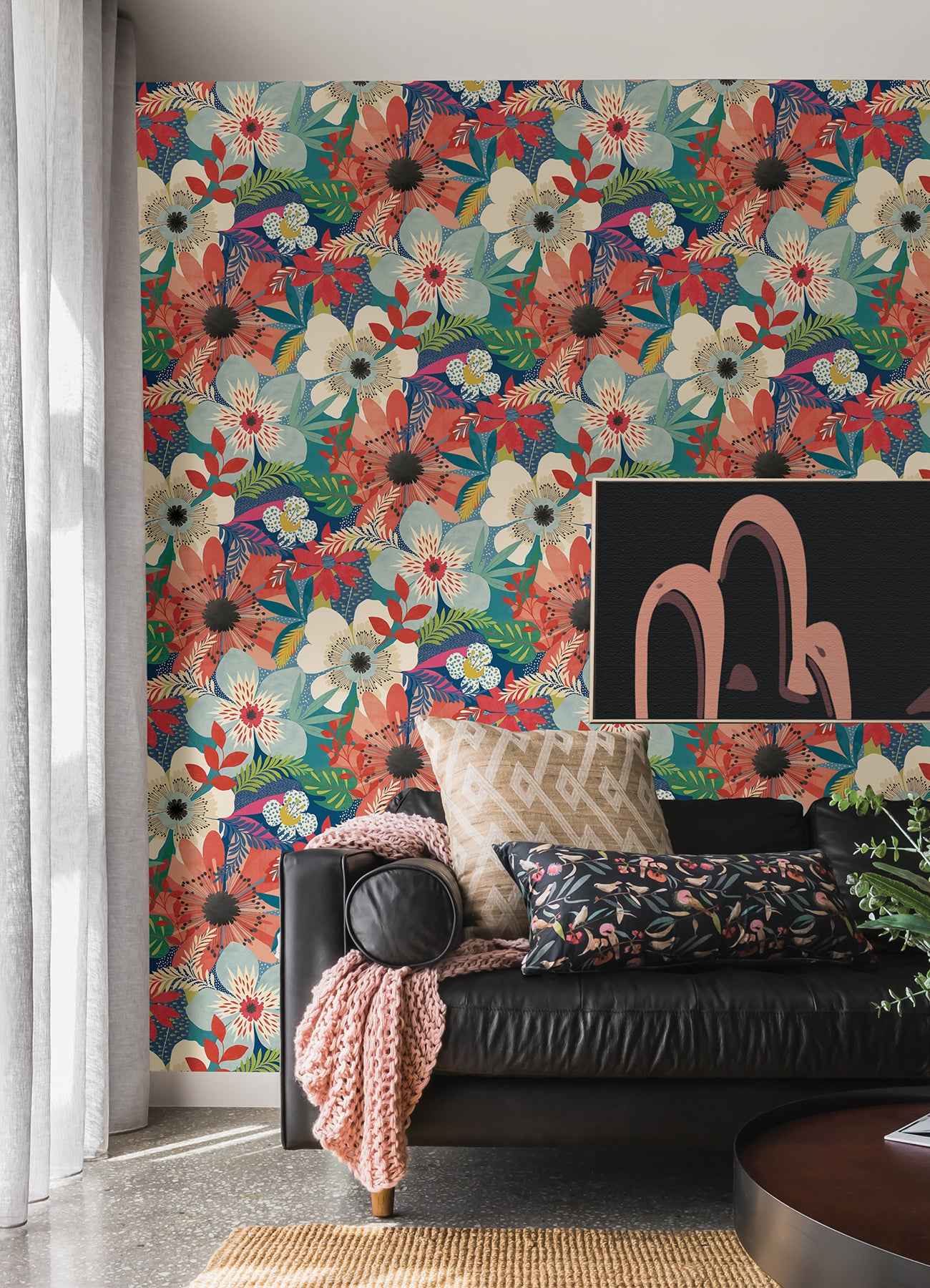 Janis Indigo Floral Riot Wallpaper - York Wallcoverings - CEP50104W - York Wallcoverings Wallpaper