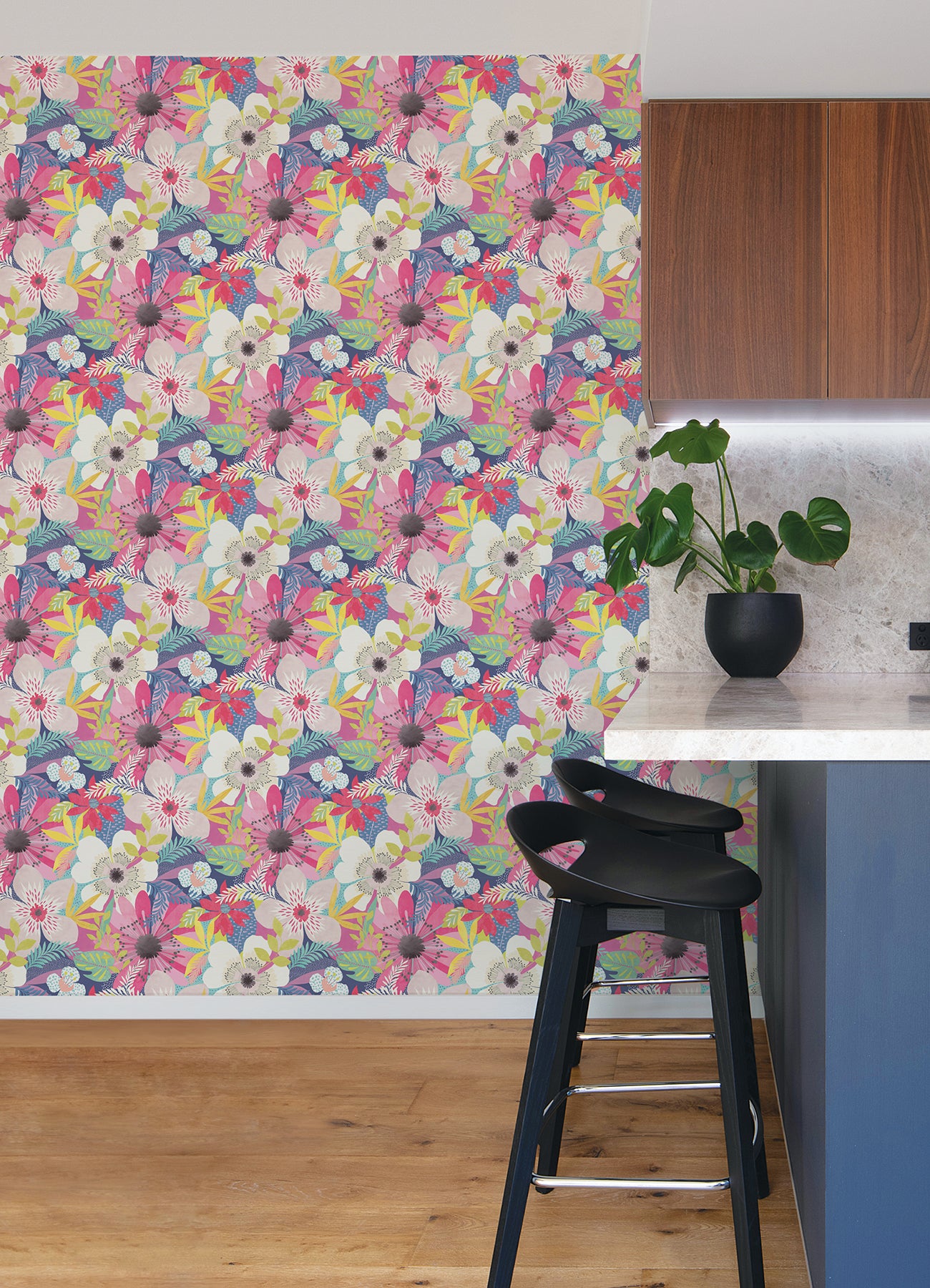 janis-raspberry-floral-riot-wallpaper-york-wallcoverings-cep50106w - York Wallcoverings Wallpaper