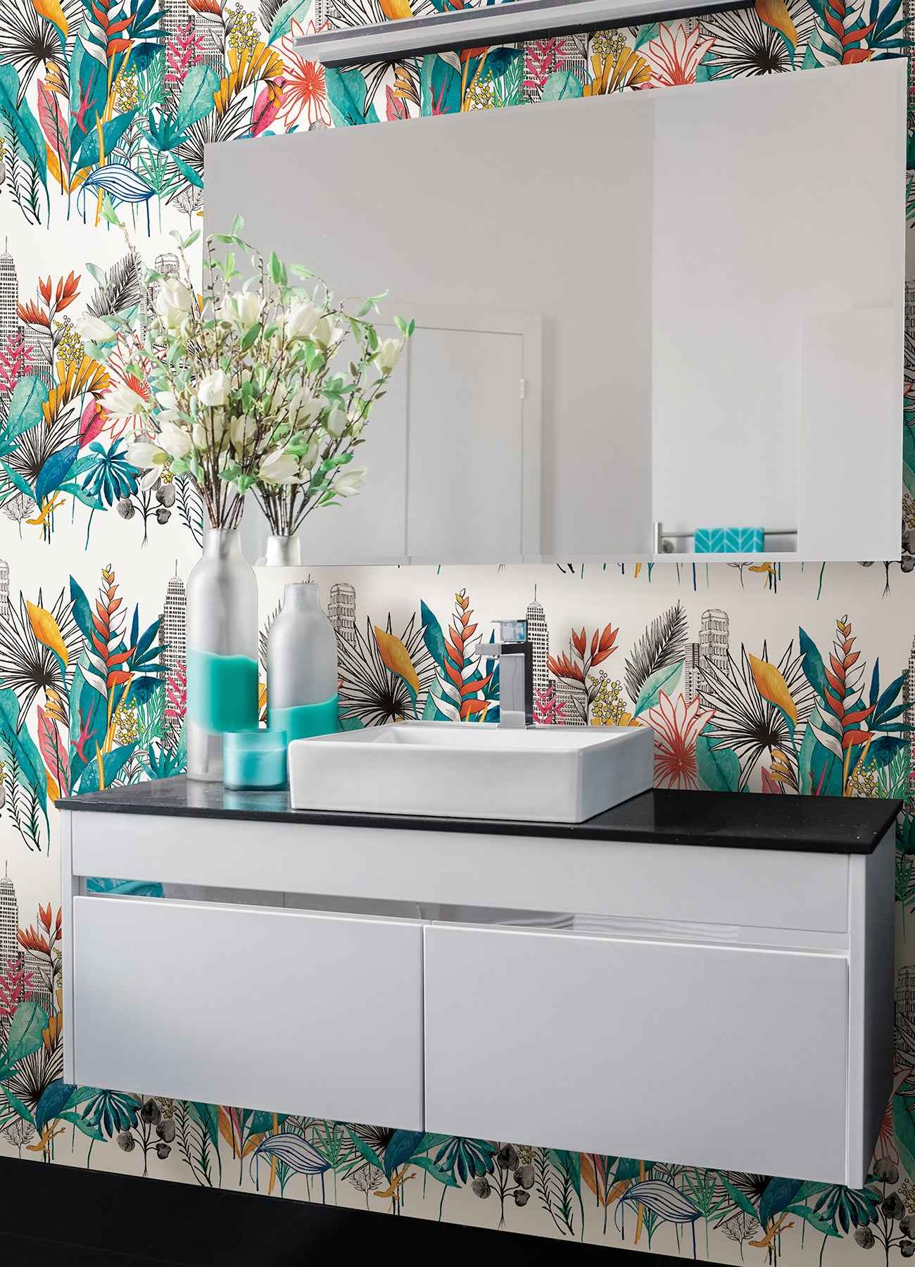 Sierra Blue Urban Tropic Wallpaper - York Wallcoverings - CEP50108W - York Wallcoverings Wallpaper