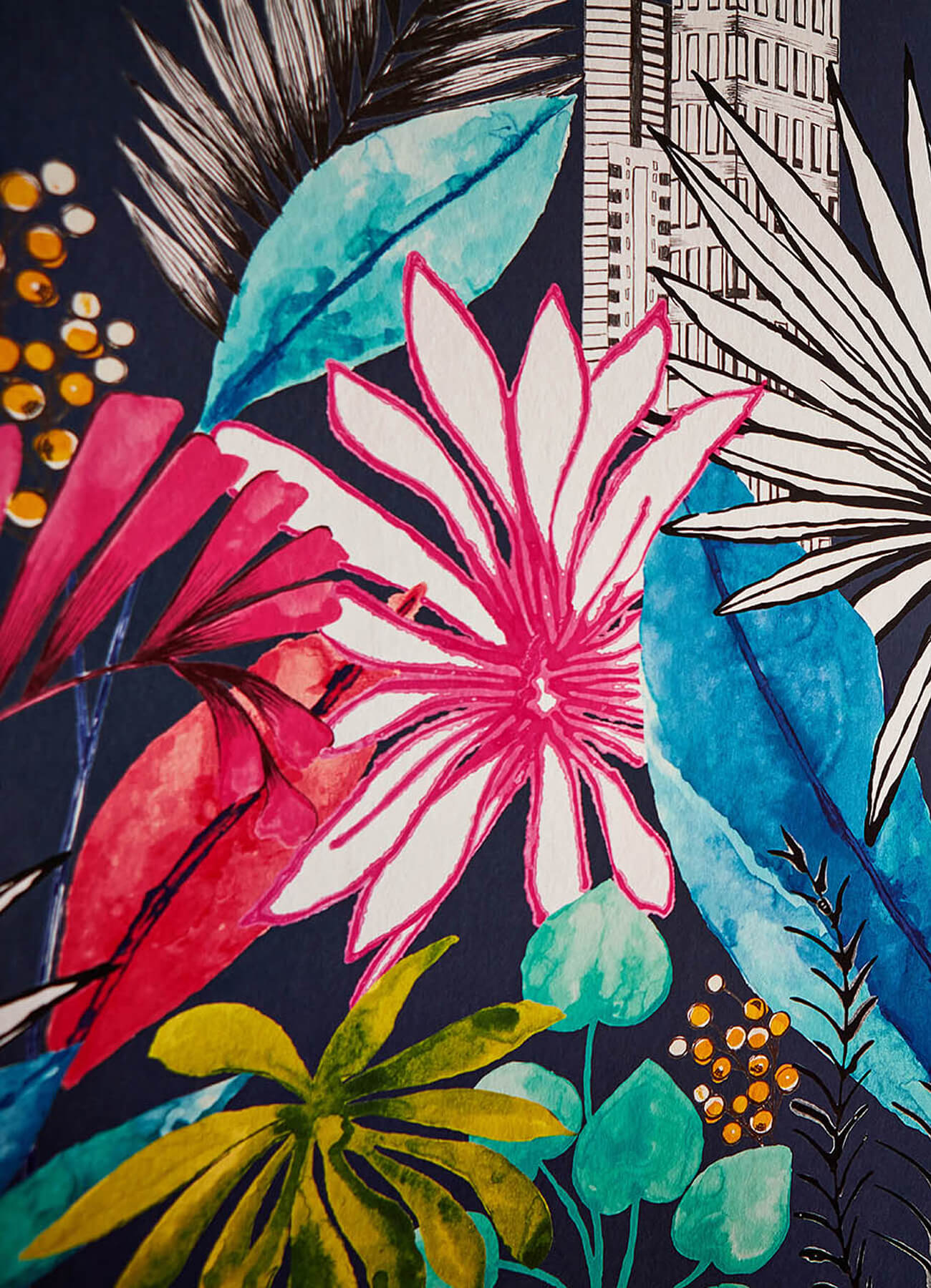 sierra-indigo-urban-tropic-wallpaper-york-wallcoverings-cep50110w - York Wallcoverings Papel pintado