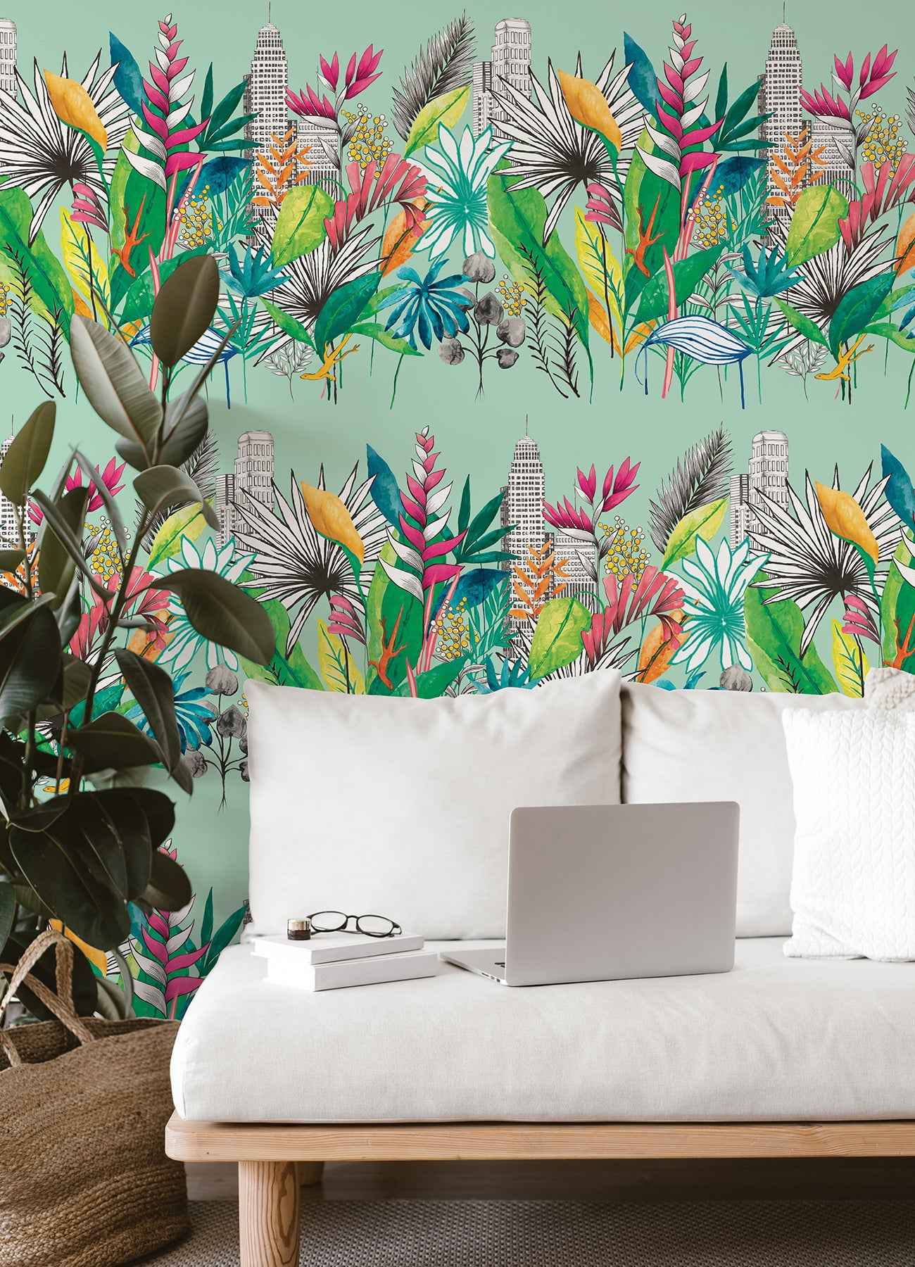 Sierra Mint Urban Tropic Wallpaper - York Wallcoverings - CEP50112W - York Wallcoverings Wallpaper