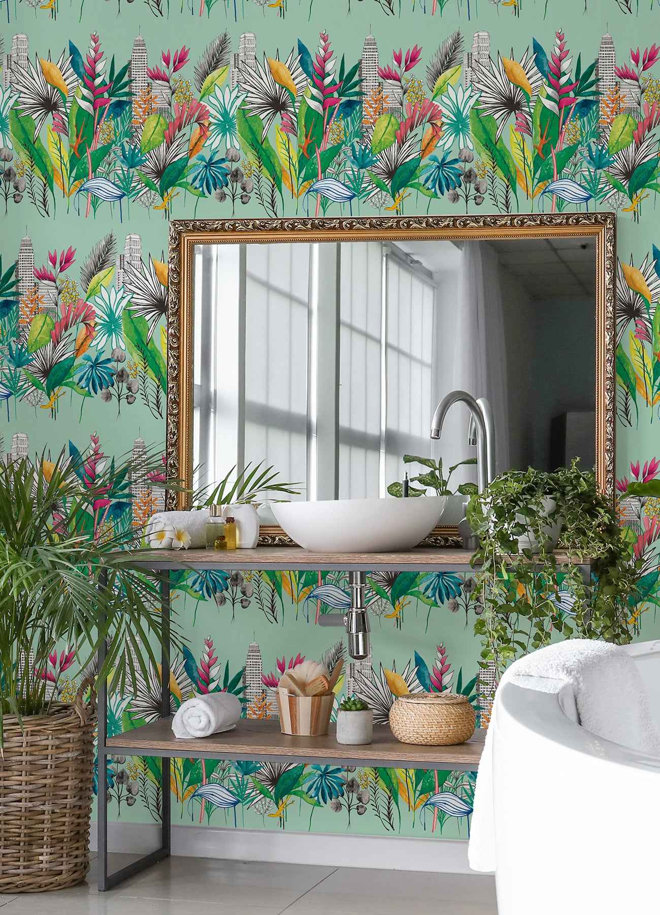 Sierra Mint Urban Tropic Wallpaper - York Wallcoverings - CEP50112W - York Wallcoverings Wallpaper