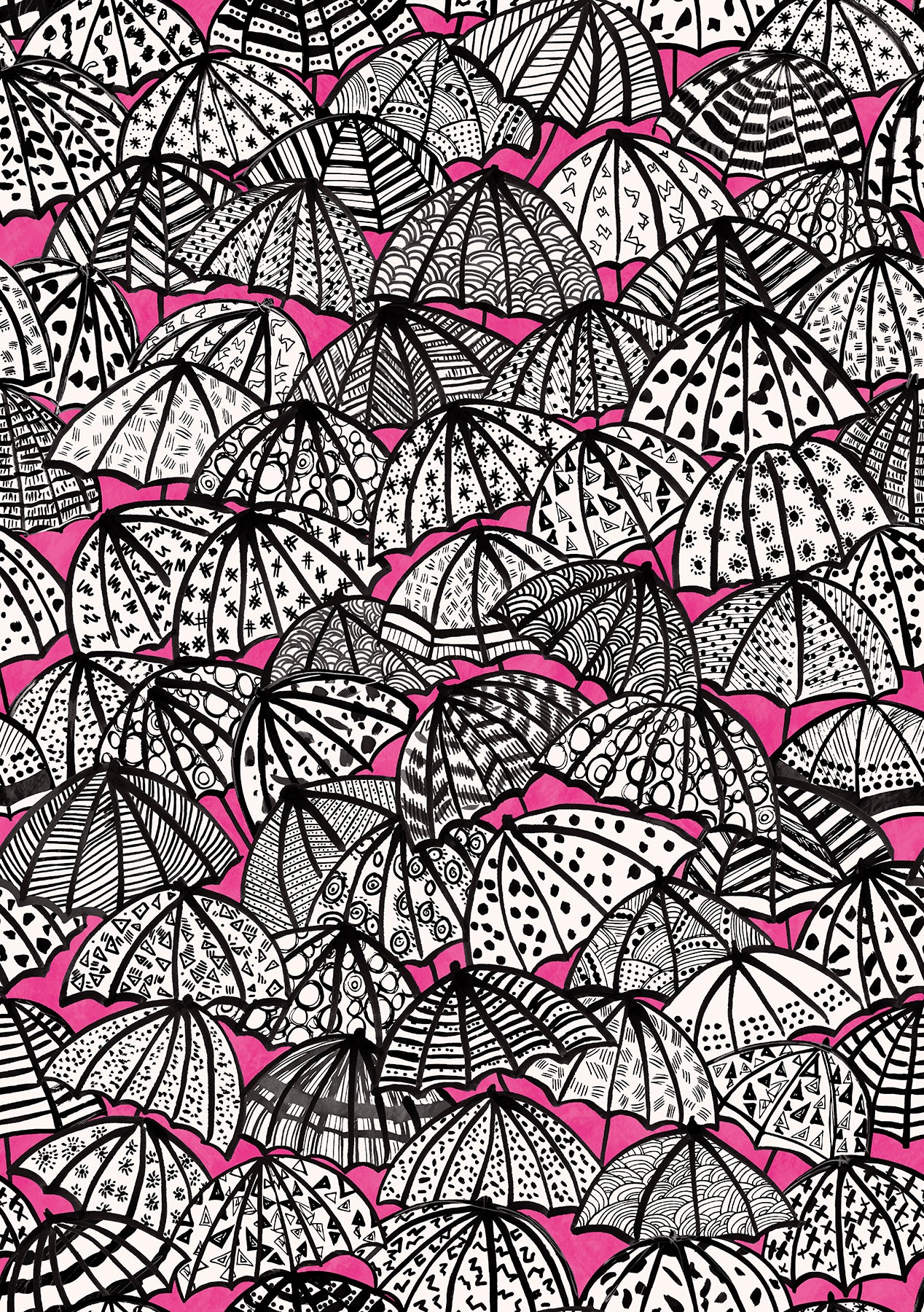 dara-raspberry-jolly-brollies-wallpaper-york-wallcoverings-cep50115w - York Wallcoverings Wallpaper
