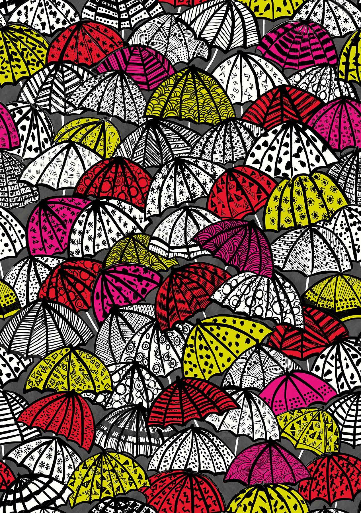 Dara Red Jolly Brollies Wallpaper - York Wallcoverings - CEP50116W - York Wallcoverings Wallpaper