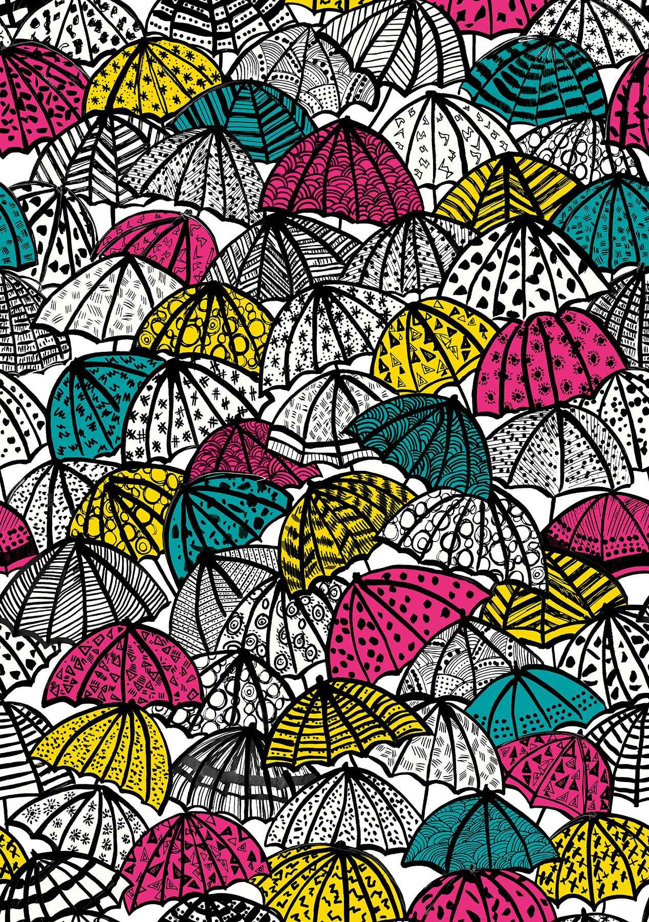 Dara Fuschia Jolly Brollies Wallpaper - York Wallcoverings - CEP50118W