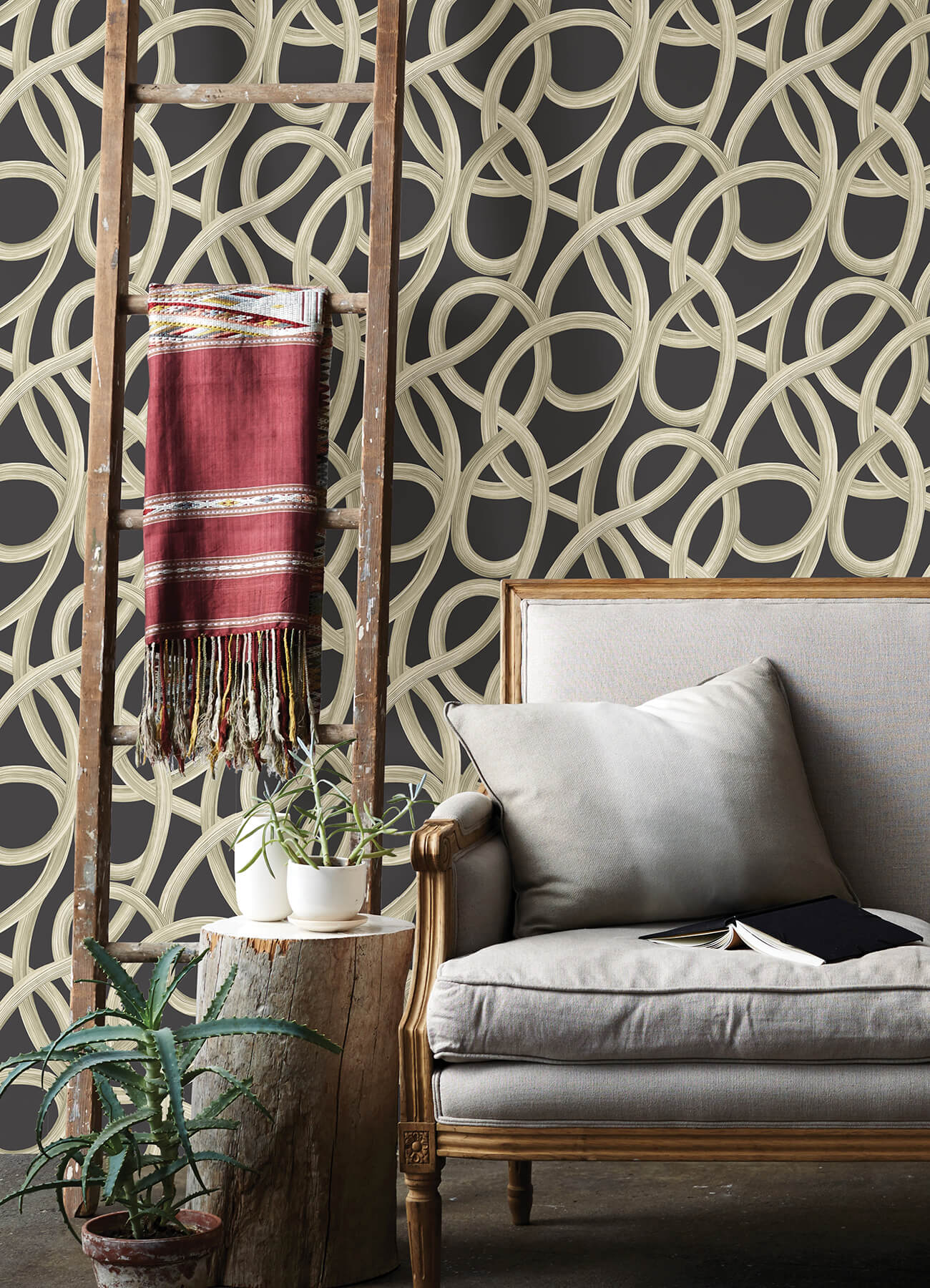 calix-black-twisted-geo-wallpaper-york-wallcoverings-cep50126w - York Wallpaper Wallpaper