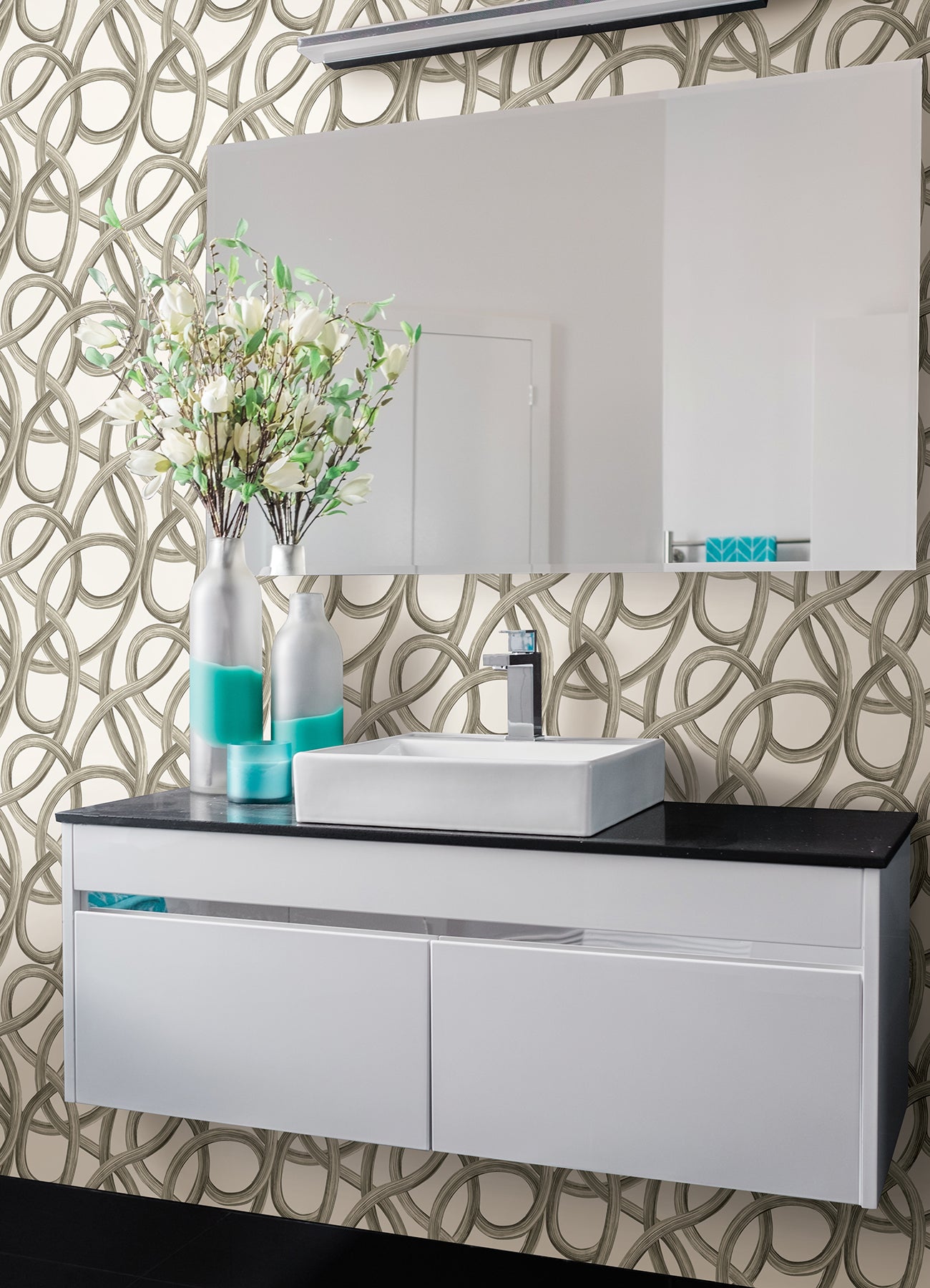 calix-white-twisted-geo-wallpaper-york-wallcoverings-cep50127w - York Wallcoverings Papel pintado