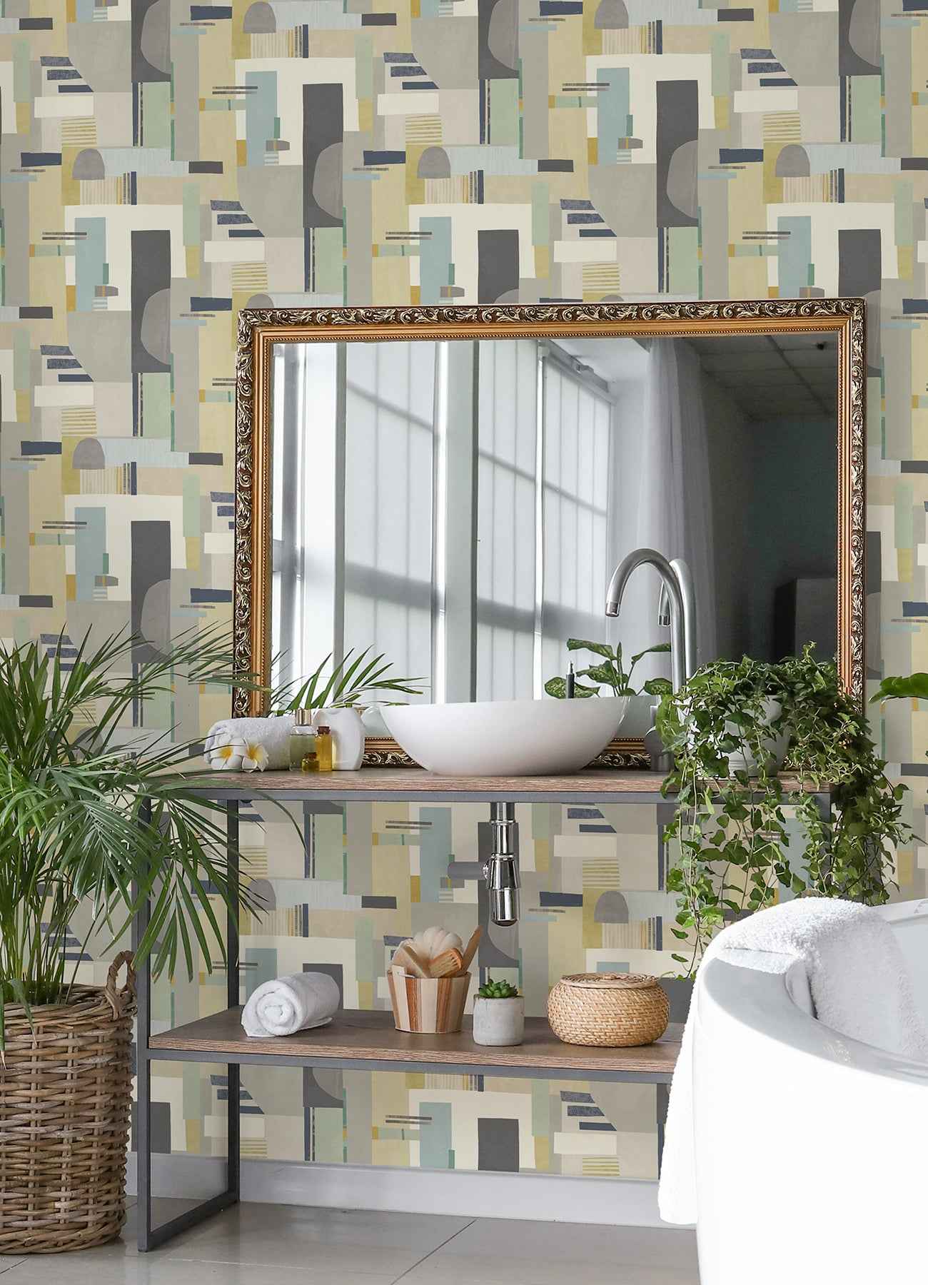 Rhodes Neutral Blocs Wallpaper - York Wallcoverings - CEP50133W - York Wallcoverings Wallpaper