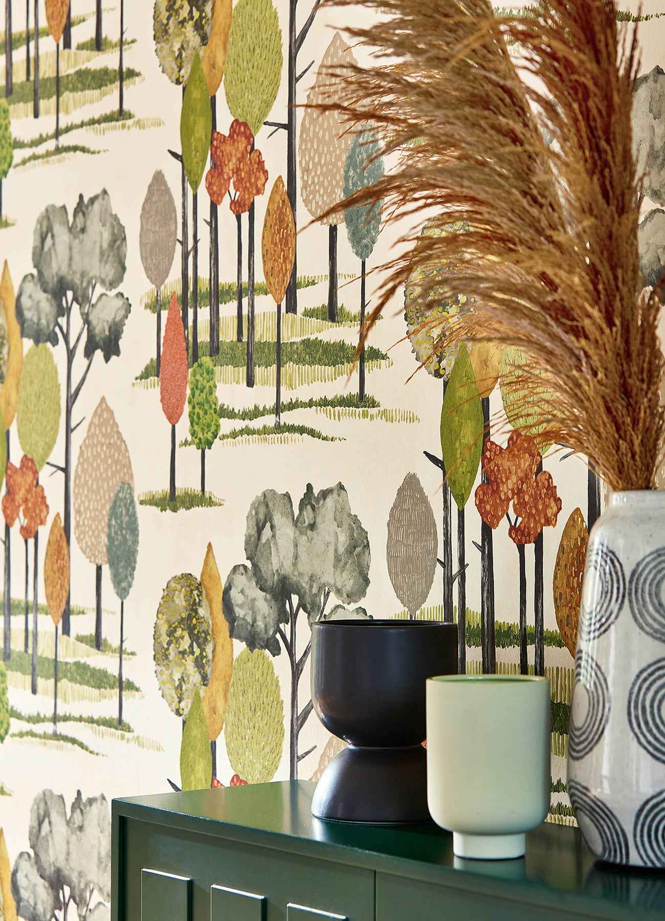 Cypress Olive Tall Trees Wallpaper - York Wallcoverings - CEP50135W - York Wallcoverings Wallpaper