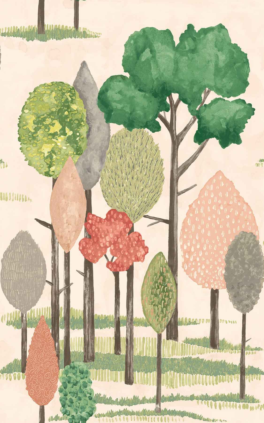 Cypress Pink Tall Trees Wallpaper - York Wallcoverings - CEP50136W - York Wallcoverings Wallpaper