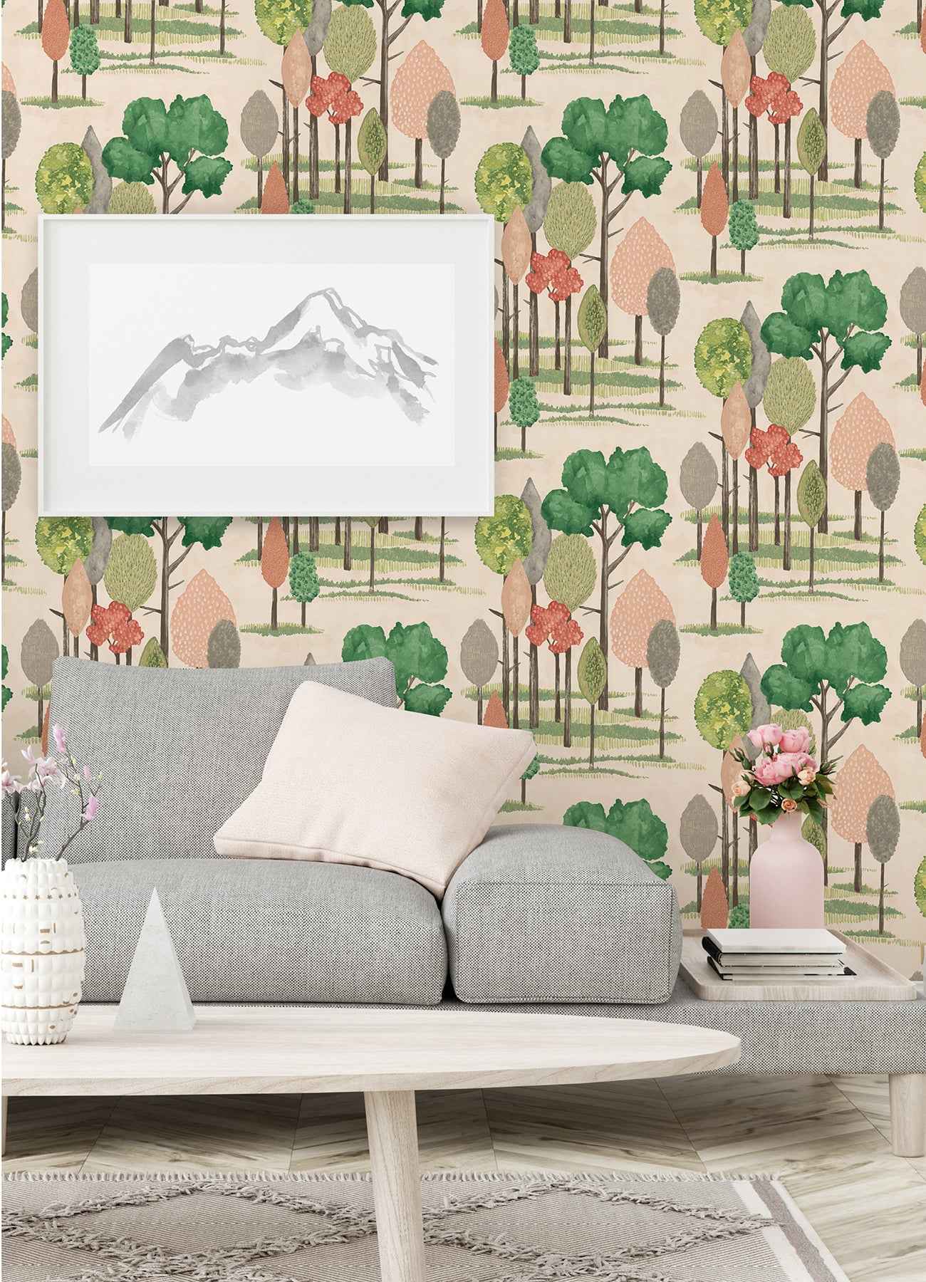 Cypress Pink Tall Trees Wallpaper - York Wallcoverings - CEP50136W - York Wallcoverings Wallpaper