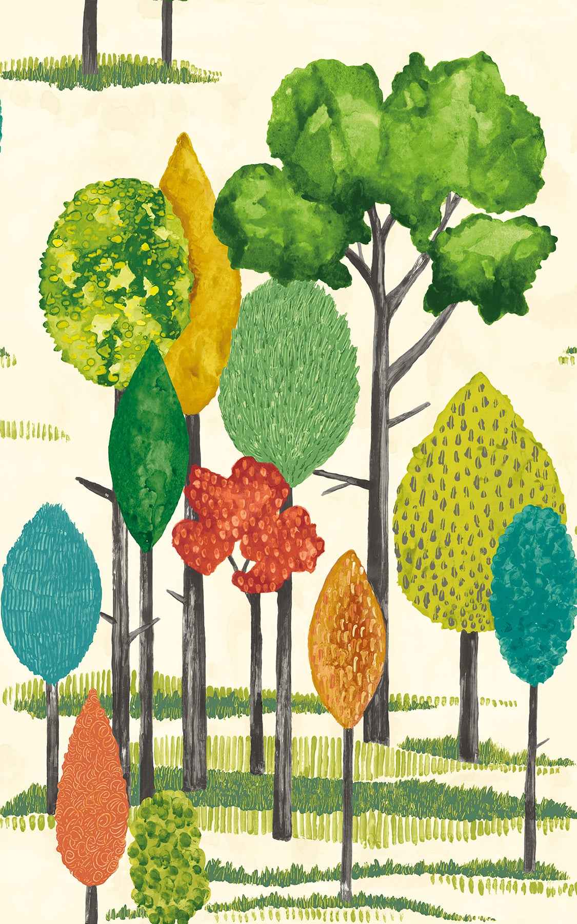 Cypress Teal Tall Trees Wallpaper - York Wallcoverings - CEP50137W - York Wallcoverings Wallpaper