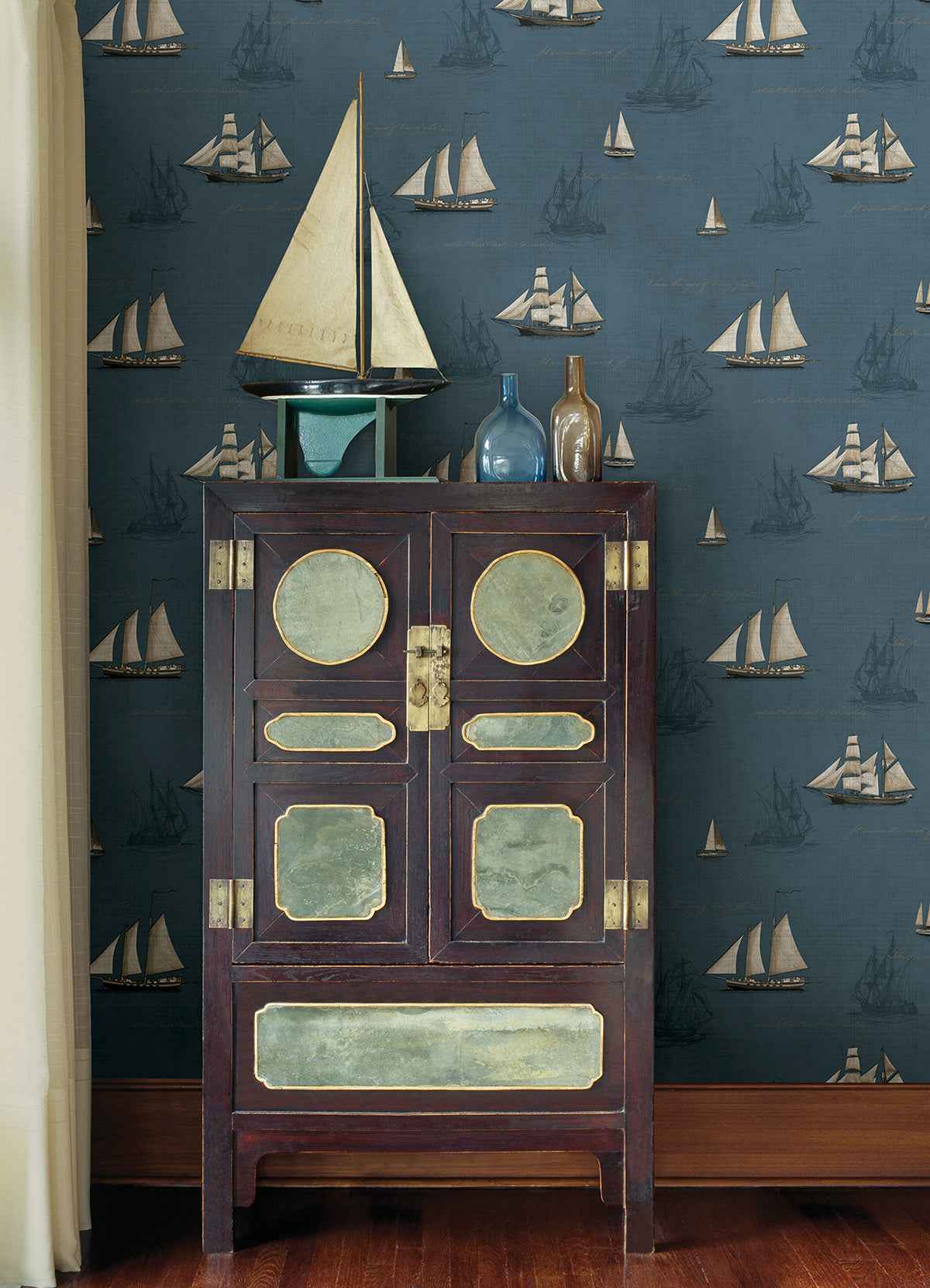 andrew-blue-sailboat-wallpaper-york-wallcoverings-4041-01701 - York Wallcoverings Wallpaper