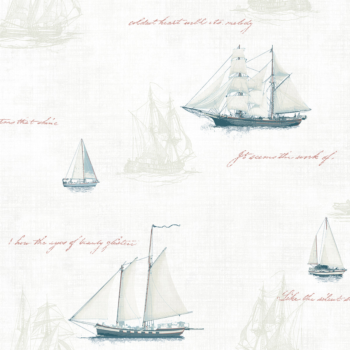 andrew-white-sailboat-wallpaper-york-wallcoverings-4041-01703 - York Wallpaper Wallpaper