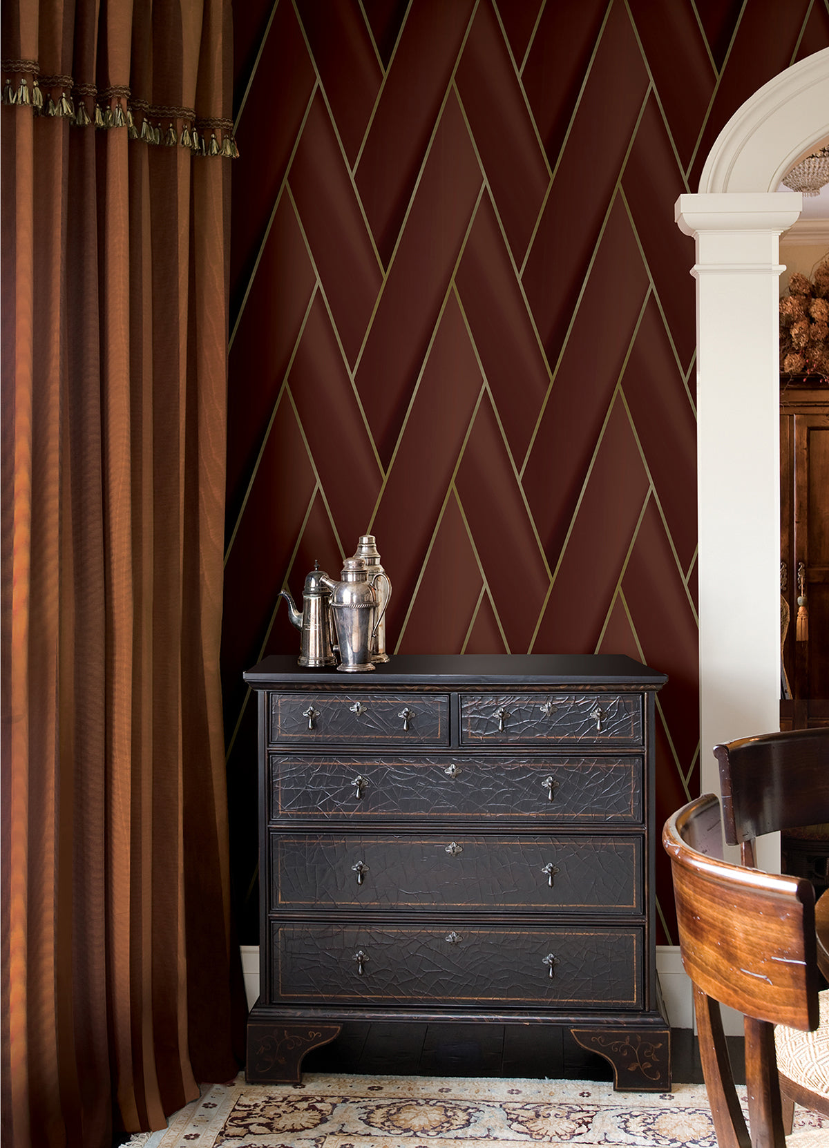 manfred-ruby-modern-herringbone-wallpaper-york-wallcoverings-4041-34810 - York Wallpaper Wallpaper