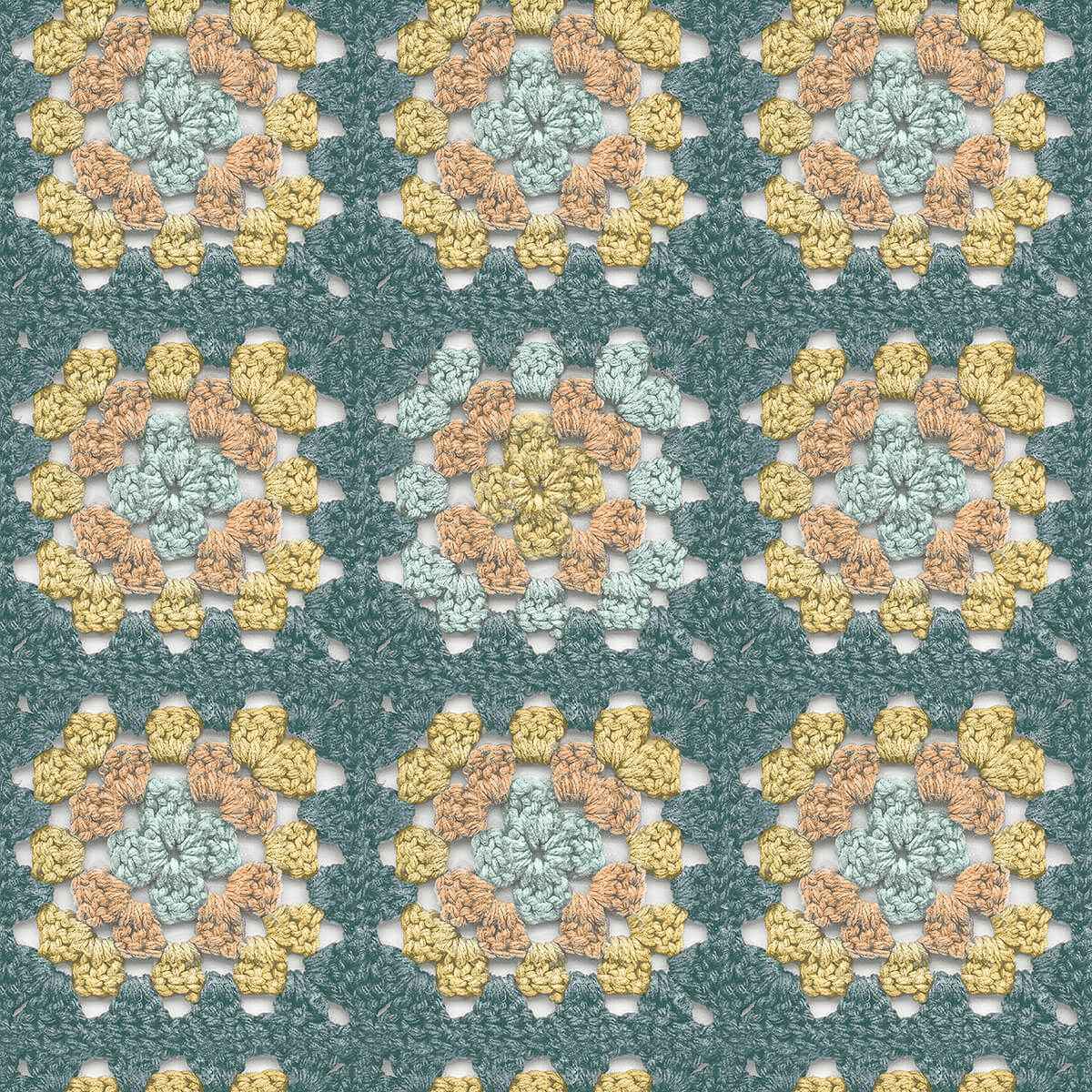 Maud Teal Crochet Geometric Wallpaper - York Wallcoverings - 3124-13862