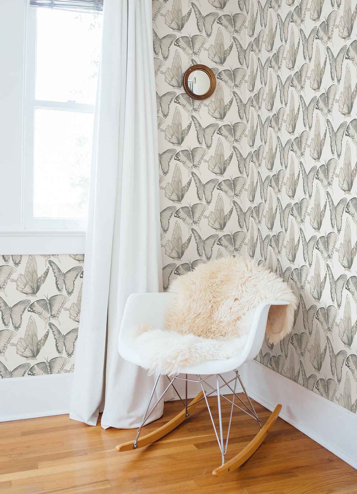 janetta-grey-butterfly-wallpaper-york-wallcoverings-3124-13931 - York Wallcoverings Wallpaper
