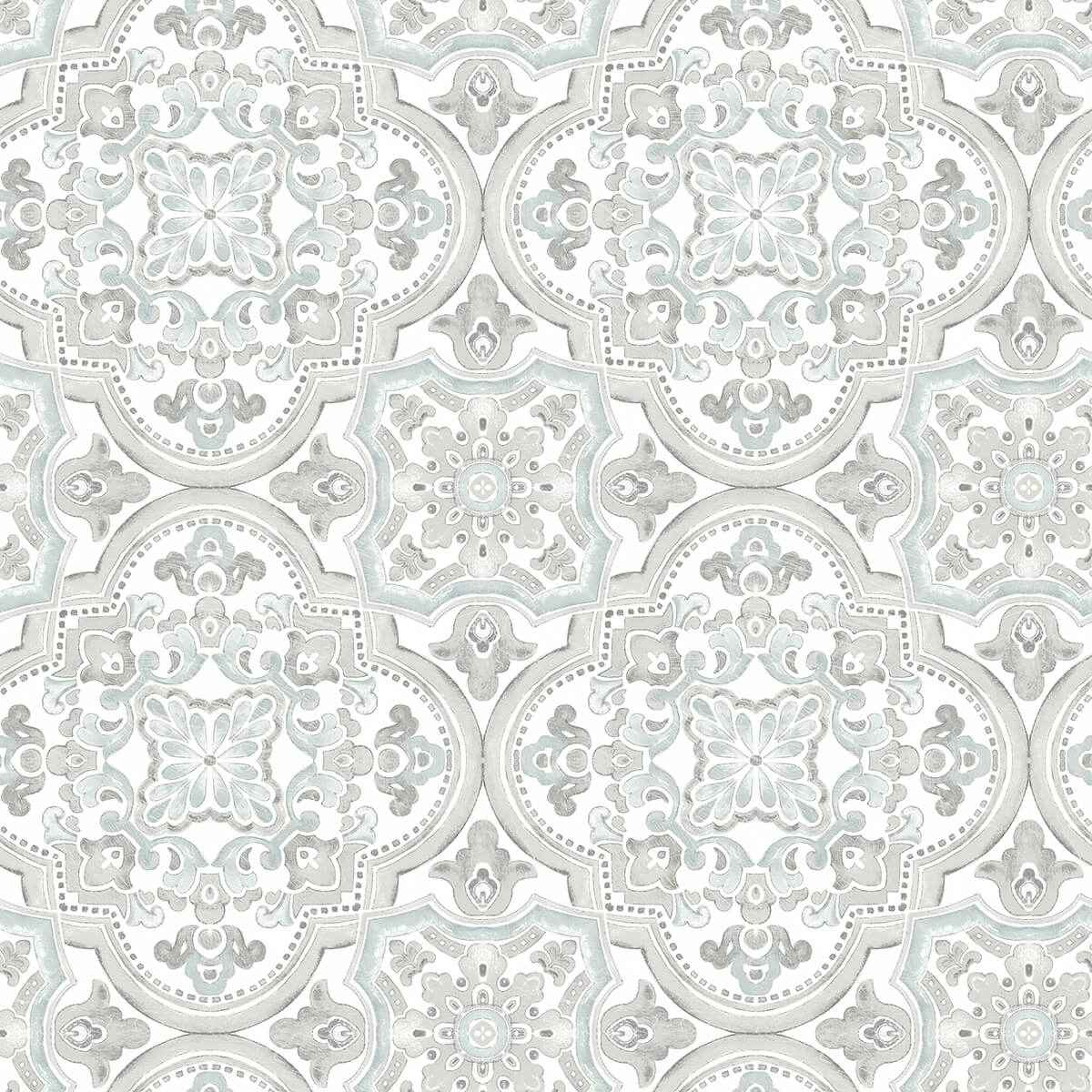 Concord Aqua Medallion Wallpaper - York Wallcoverings - 3124-13963