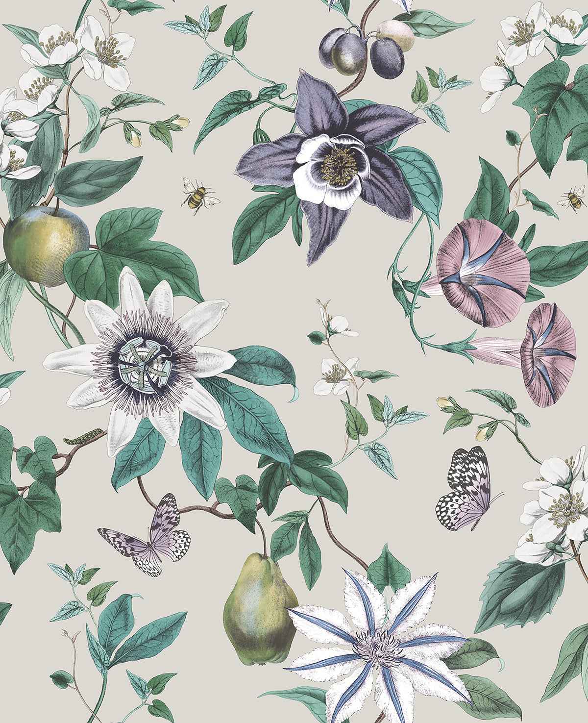 Sierra Silver Floral Wallpaper - York Wallcoverings - FD43059 - York Wallcoverings Wallpaper