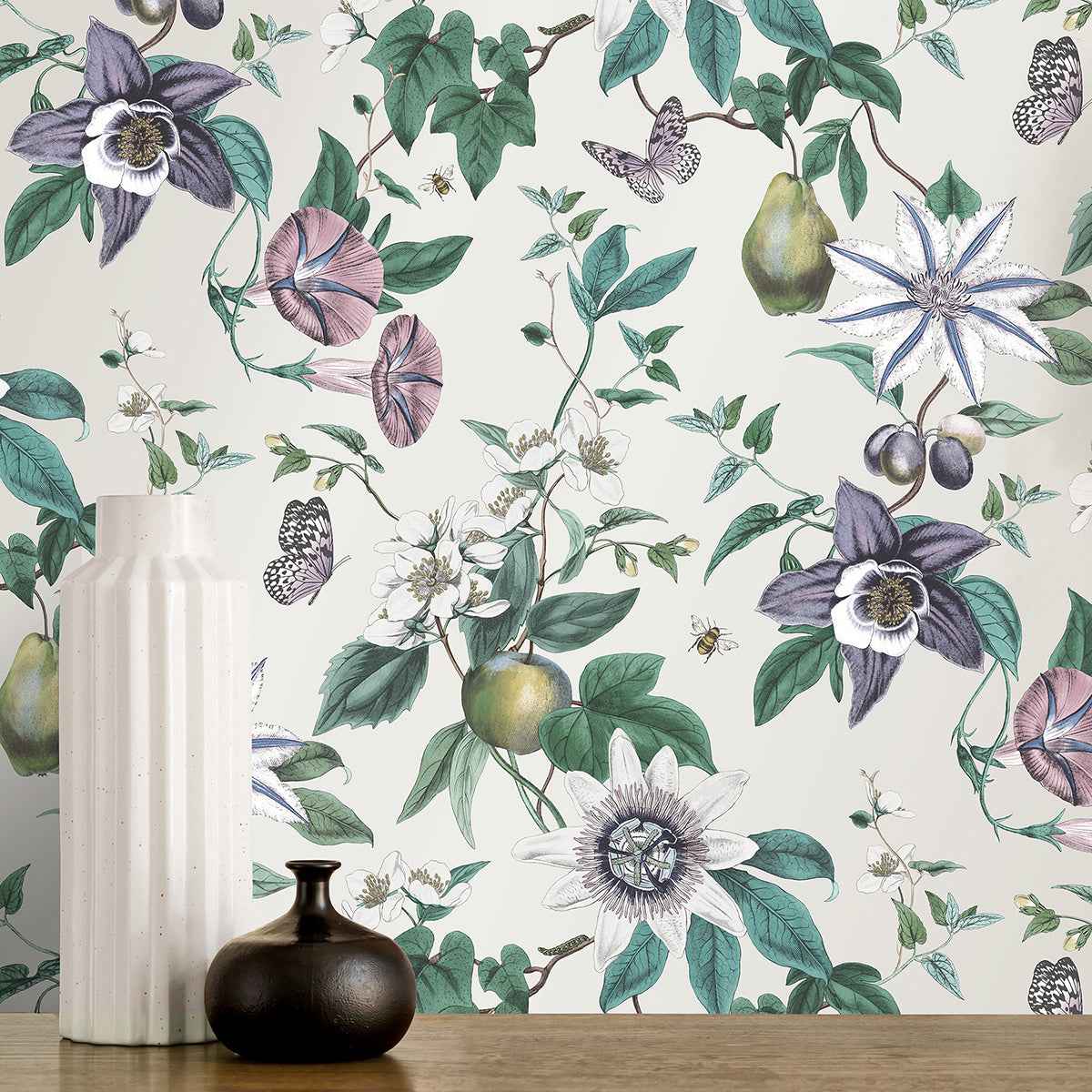 Sierra Silver Floral Wallpaper - York Wallcoverings - FD43059 - York Wallcoverings Wallpaper