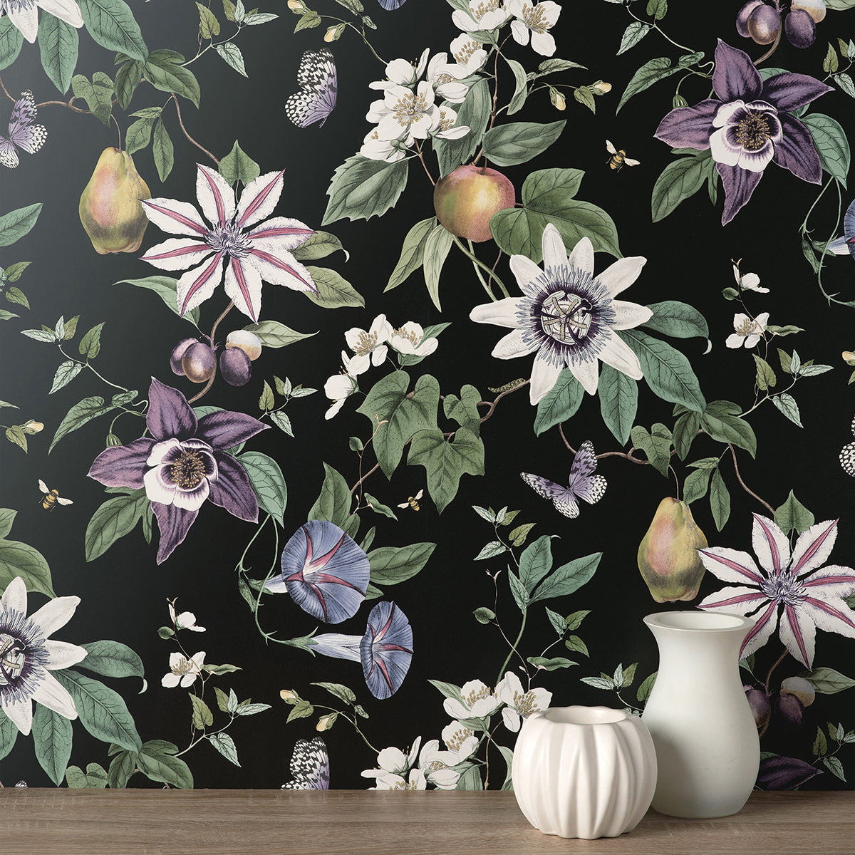 sierra-black-floral-wallpaper-york-wallcoverings-fd43060 - York Wallcoverings Wallpaper