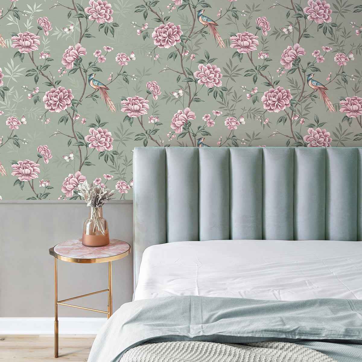 Akina Sage Floral Wallpaper - York Wallcoverings - M1724 - York Wallcoverings Wallpaper