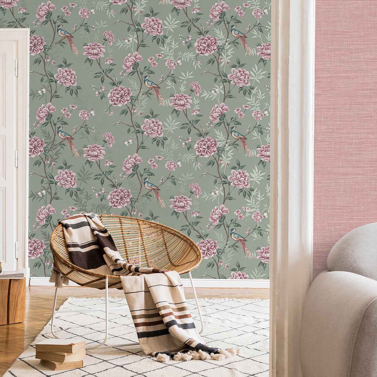 Akina Sage Floral Wallpaper - York Wallcoverings - M1724 - York Wallcoverings Wallpaper
