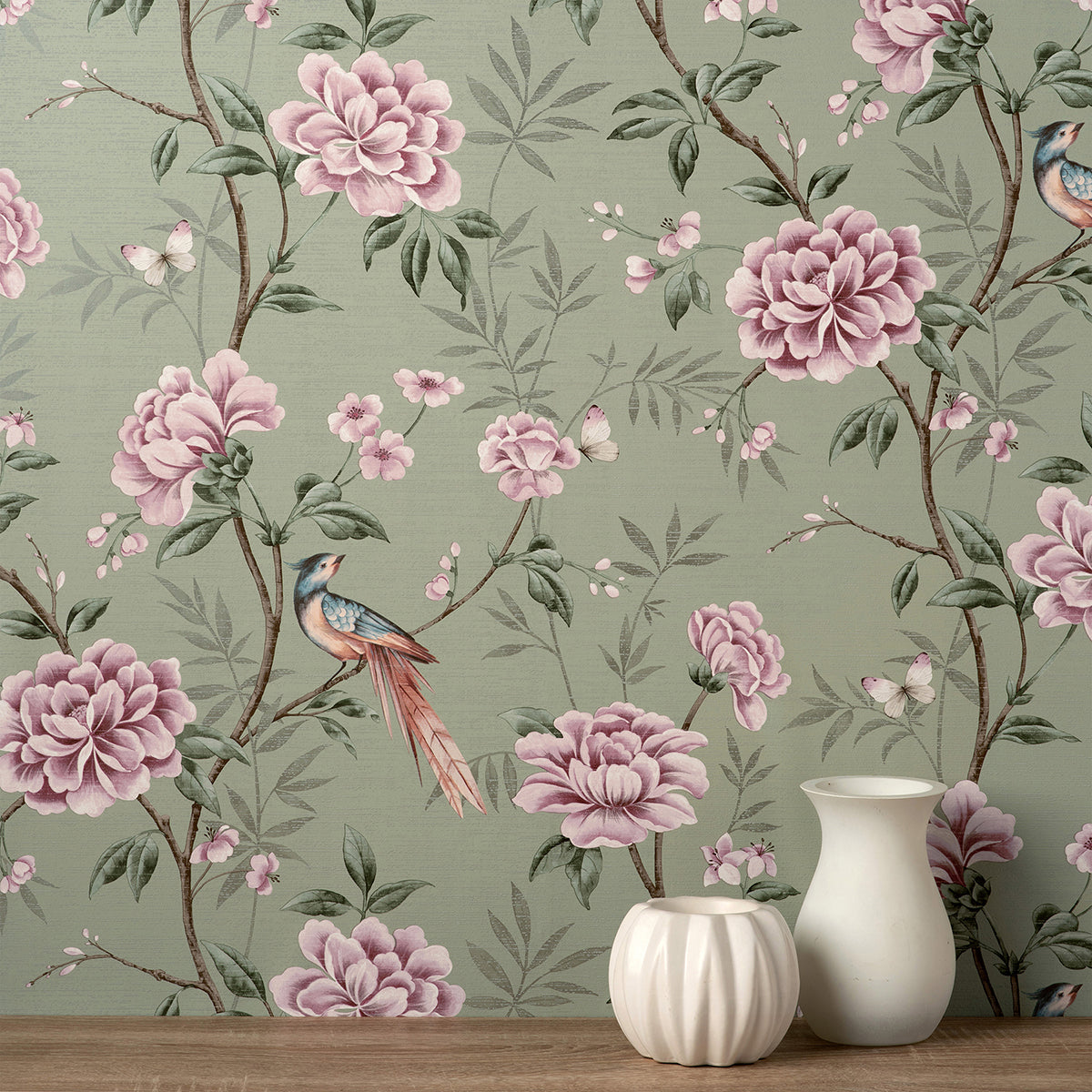 akina-sage-floral-wallpaper-york-wallcoverings-m1724 - York Wallcoverings Wallpaper