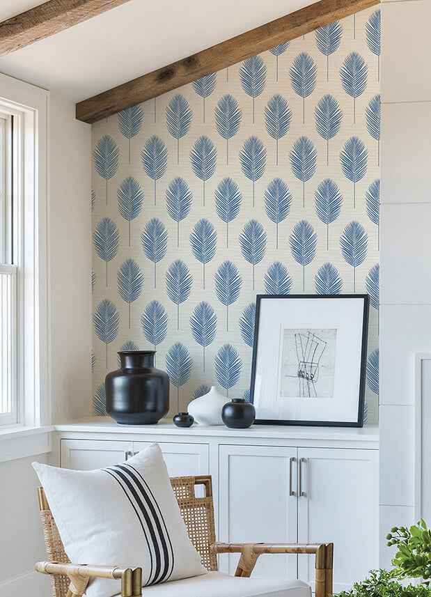 Bali Blue Fern Wallpaper - York Wallcoverings - 2988-70212 - York Wallcoverings Wallpaper