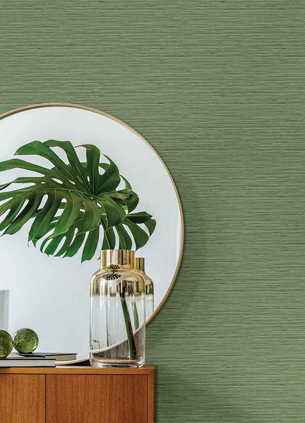 Rushmore Green Faux Grasscloth Wallpaper - York Wallcoverings - 2988-70304 - York Wallcoverings Wallpaper