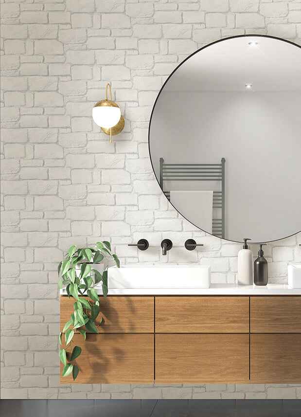 Casablanca White Stone Wallpaper - York Wallcoverings - 2988-70500 - York Wallcoverings Wallpaper