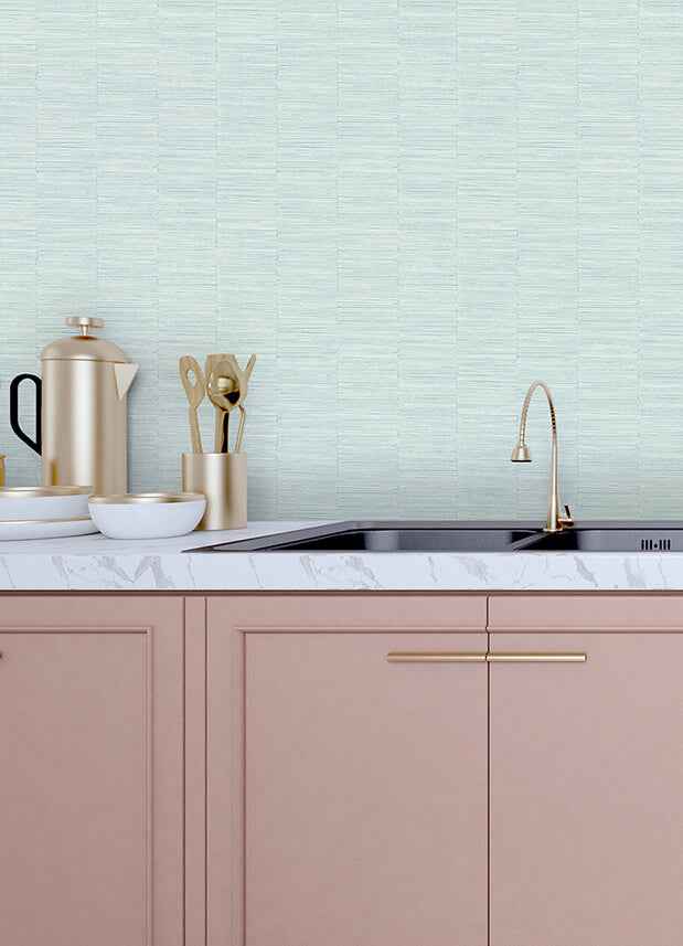 Jenga Aqua Striped Column Wallpaper - York Wallcoverings - 2988-70604 - York Wallcoverings Wallpaper
