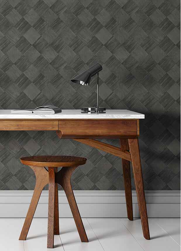 Thriller Black Wood Tile Wallpaper - York Wallcoverings - 2988-70800 - York Wallcoverings Wallpaper