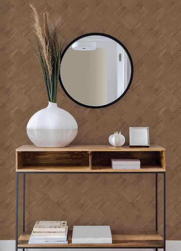 Thriller Chestnut Wood Tile Wallpaper - York Wallcoverings - 2988-70806 - York Wallcoverings Wallpaper