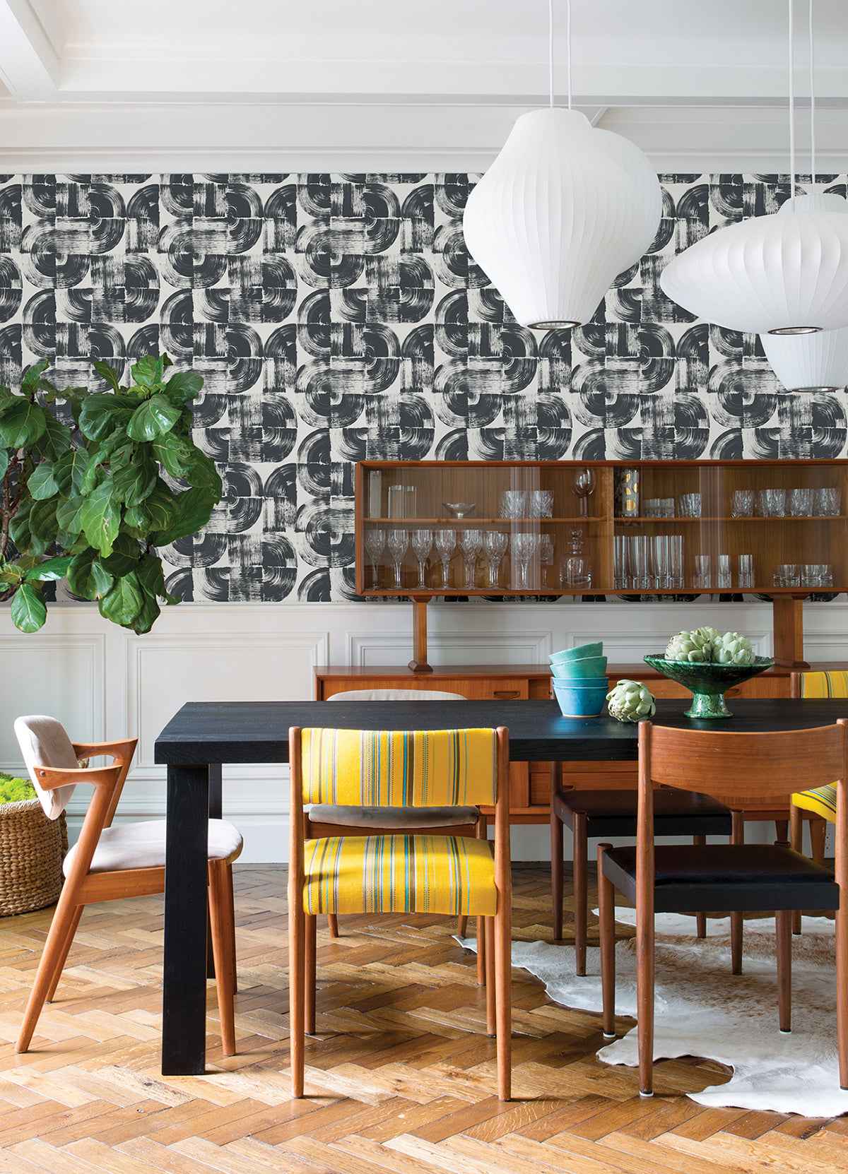 Giulietta Black Painterly Geometric Wallpaper - York Wallcoverings - 4014-26404 - York Wallcoverings Wallpaper