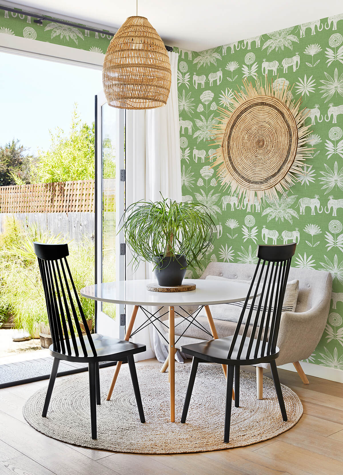 bazaar-green-elephant-oasis-wallpaper-york-wallcoverings-4014-26435 - York Wallcoverings Wallpaper