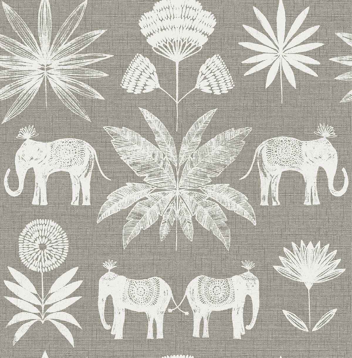 bazaar-grey-elephant-oasis-wallpaper-york-wallcoverings-4014-26437 - York Wallcoverings Wallpaper