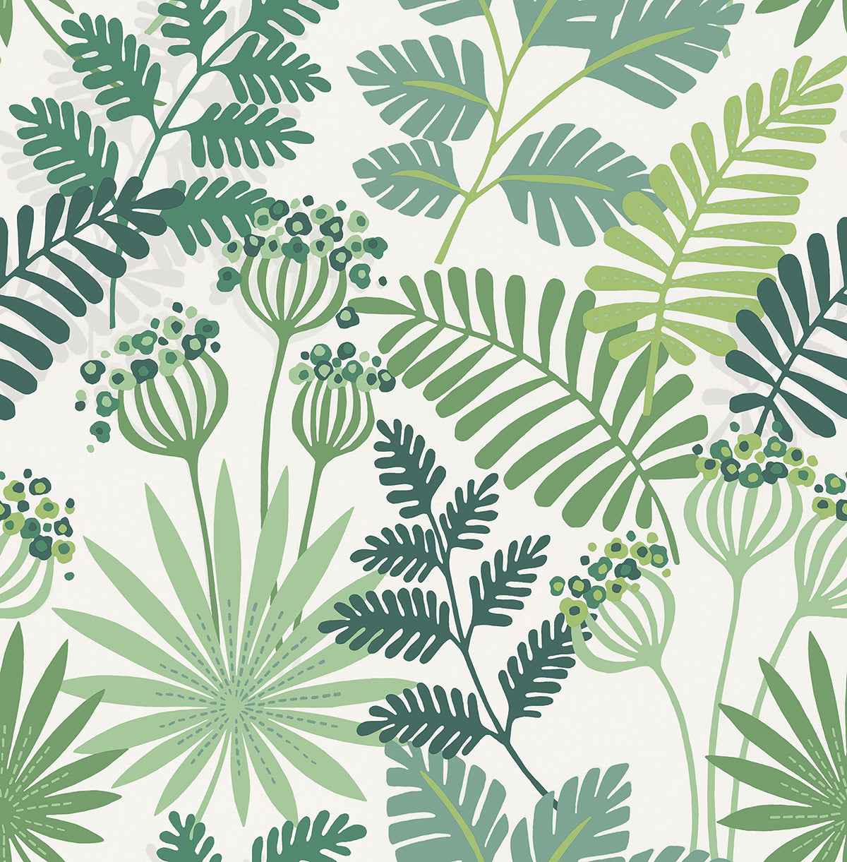 Praslin Green Botanical Wallpaper - York Wallcoverings - 4014-26448