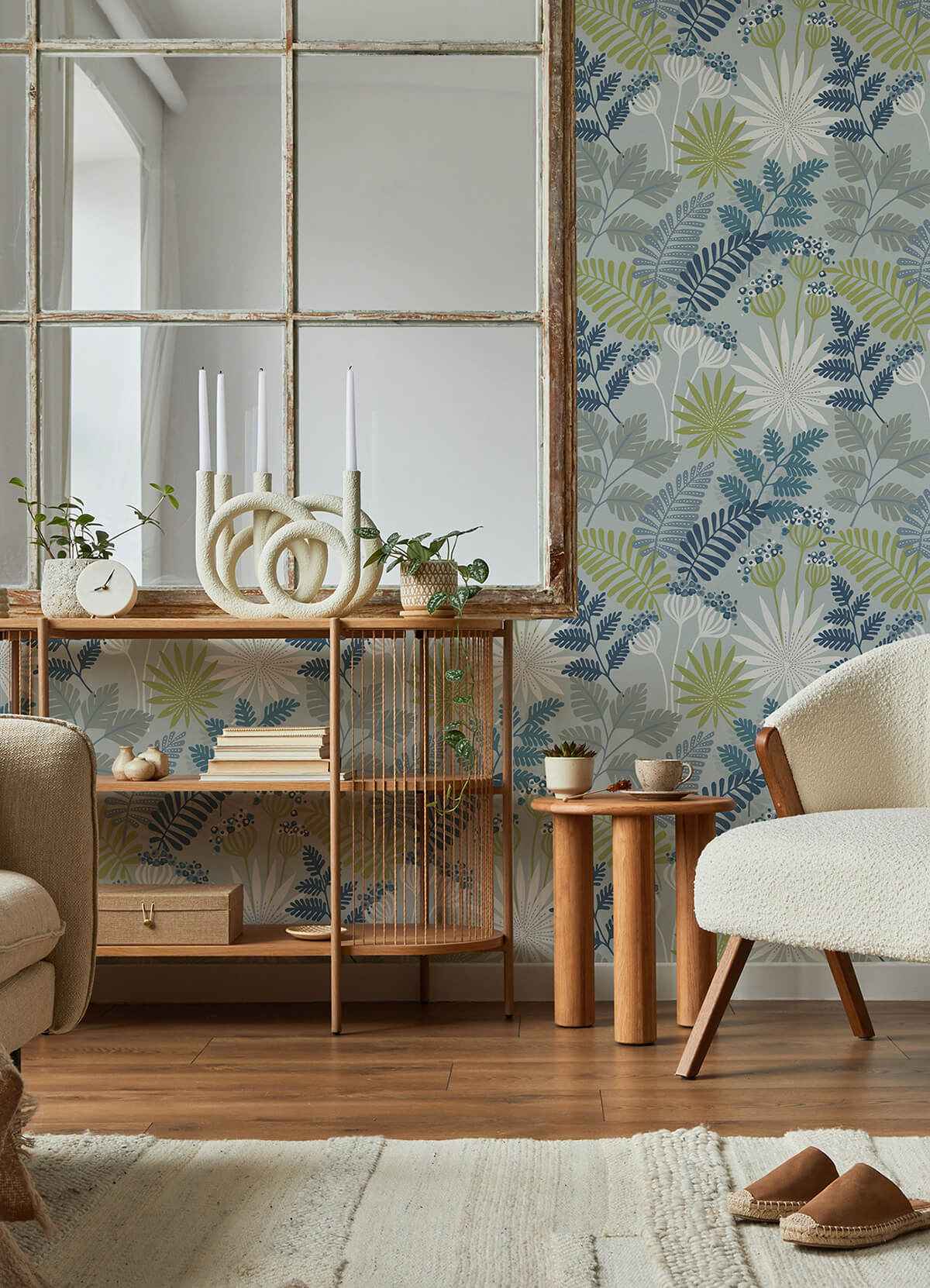 praslin-sky-blue-botanical-wallpaper-york-wallcoverings-4014-26450 - York Wallcoverings Wallpaper