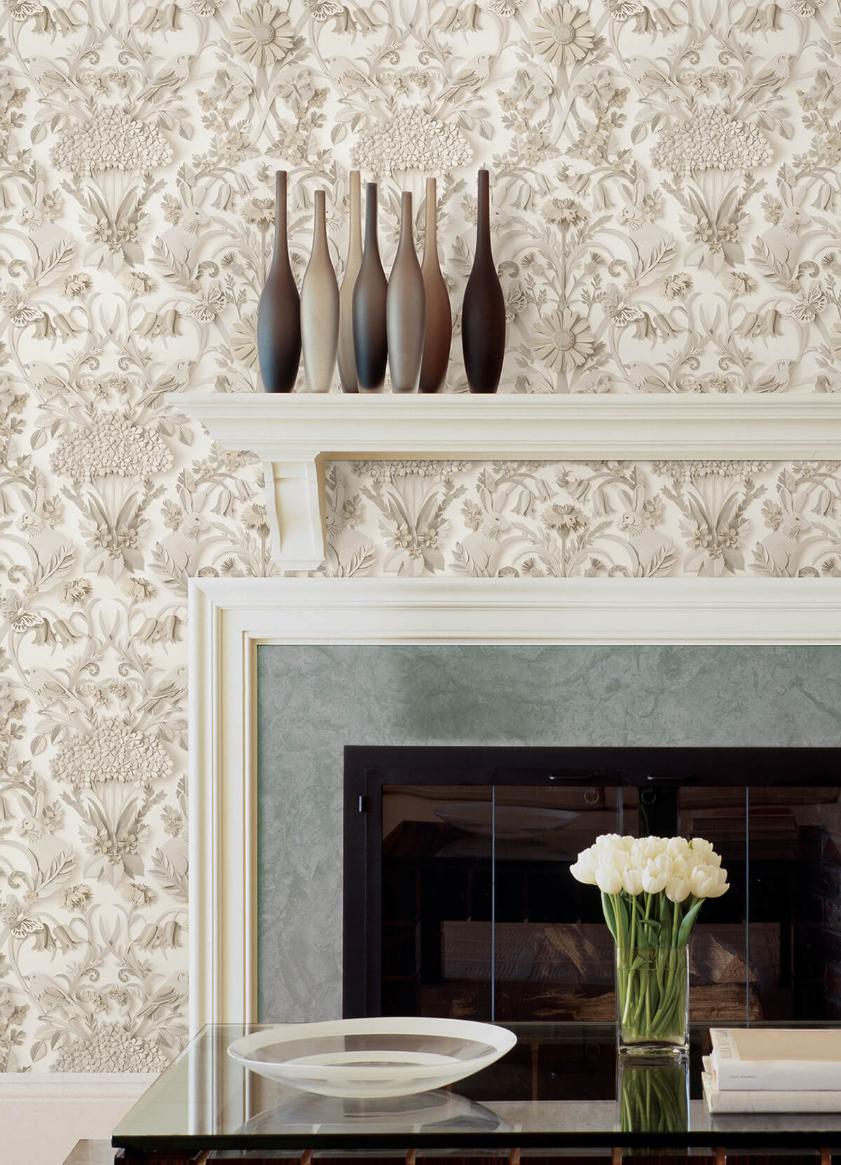 taupe-eloise-peel-and-stick-wallpaper-york-wallcoverings-nus4467 - York Wallcoverings Wallpaper