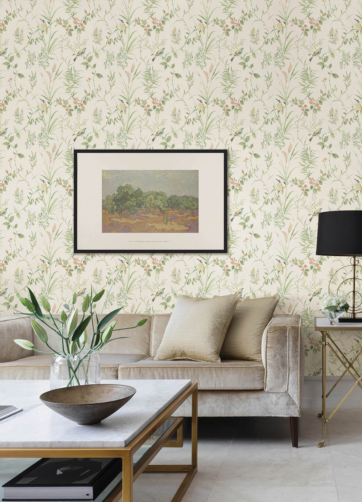 sage-songbird-peel-and-stick-wallpaper-york-wallcoverings-nus4470 - York Wallcoverings Wallpaper