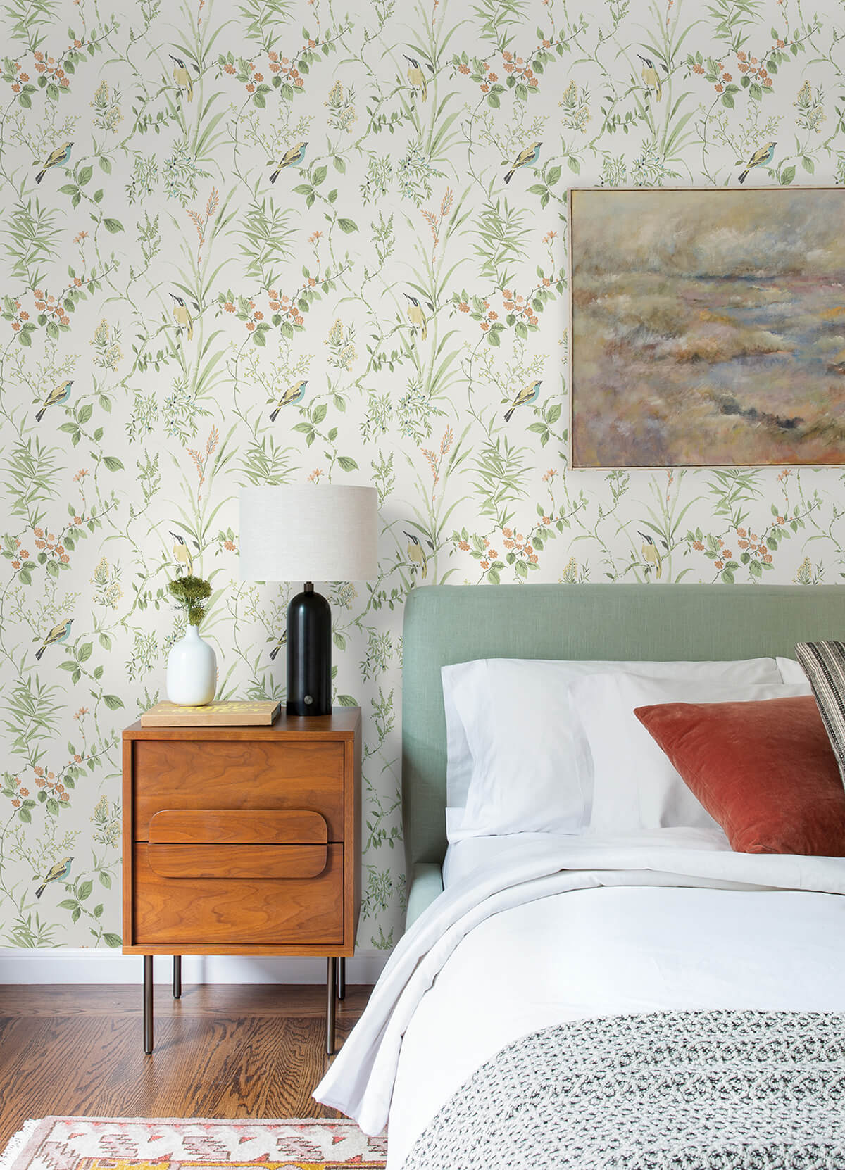 sage-songbird-peel-and-stick-wallpaper-york-wallcoverings-nus4470 - York Wallcoverings Wallpaper