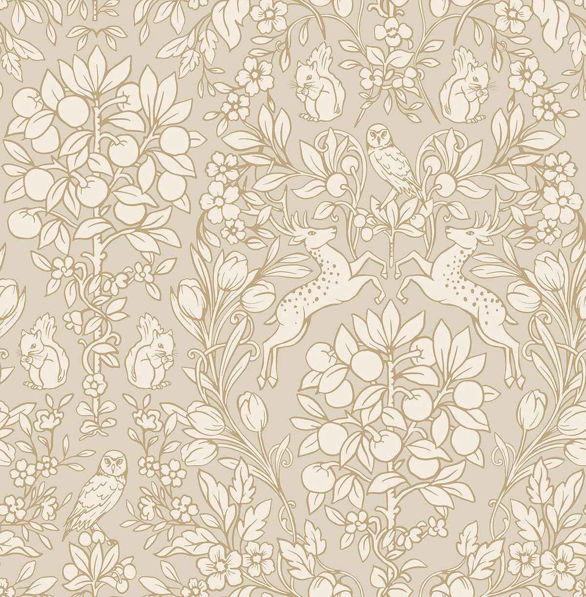 Taupe Enchanted Peel and Stick Wallpaper - York Wallcoverings - NUS4478