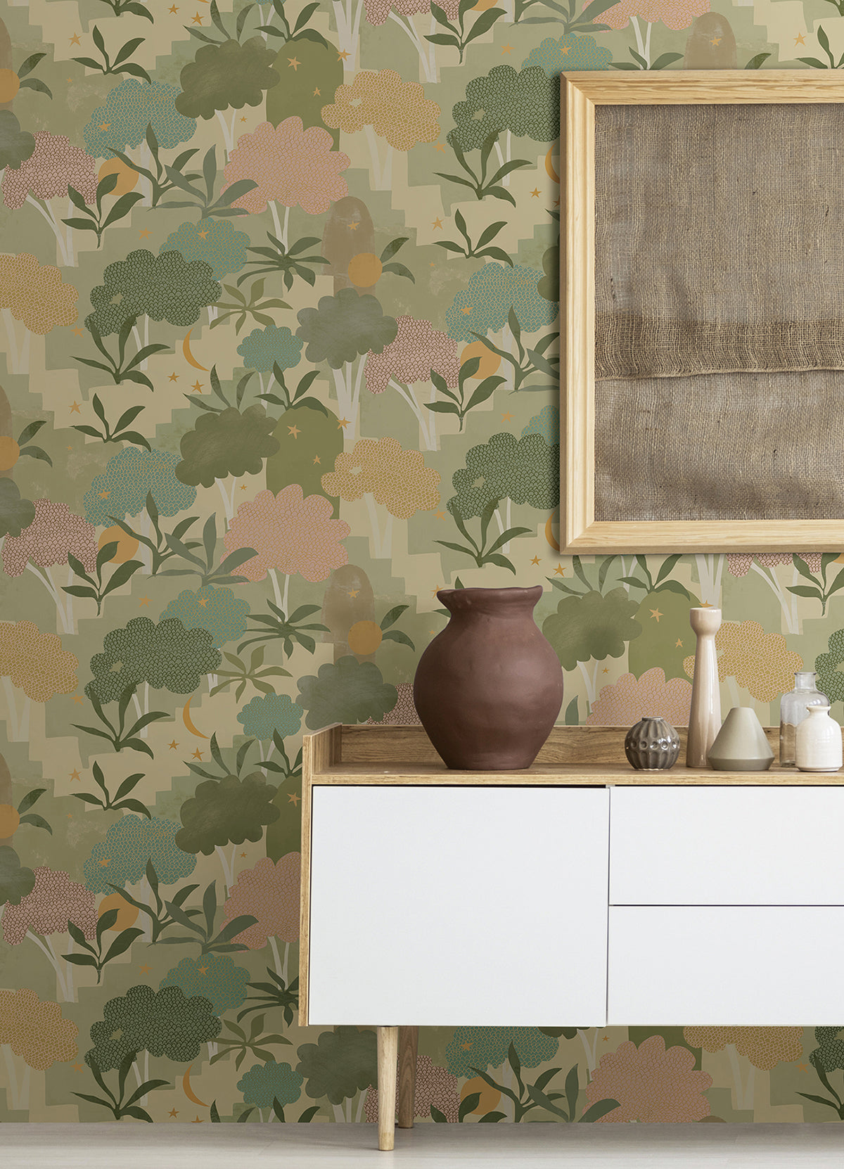 sage-bohemian-walk-tree-peel-and-stick-wallpaper-york-wallcoverings-ahs4713 - York Wallcoverings Wallpaper