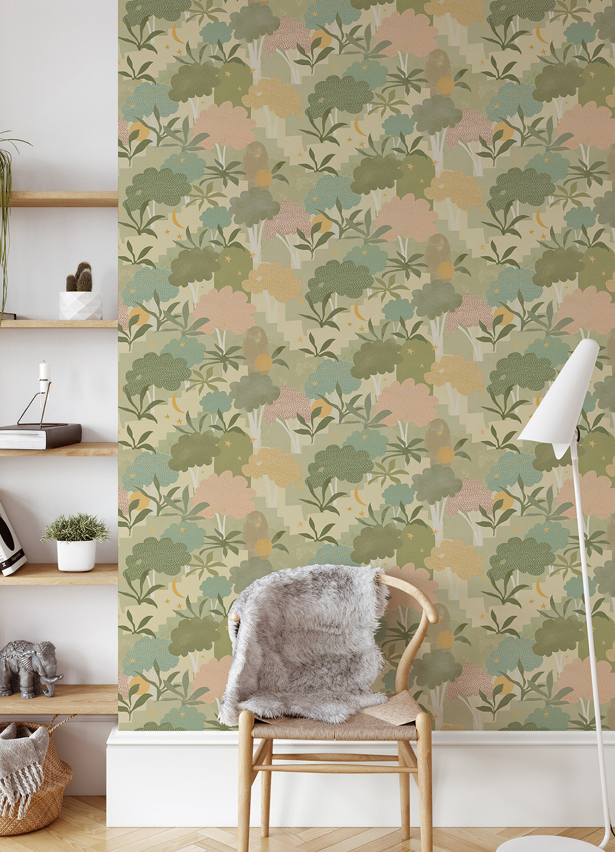 sage-bohemian-walk-tree-peel-and-stick-wallpaper-york-wallcoverings-ahs4713 - York Wallcoverings Wallpaper
