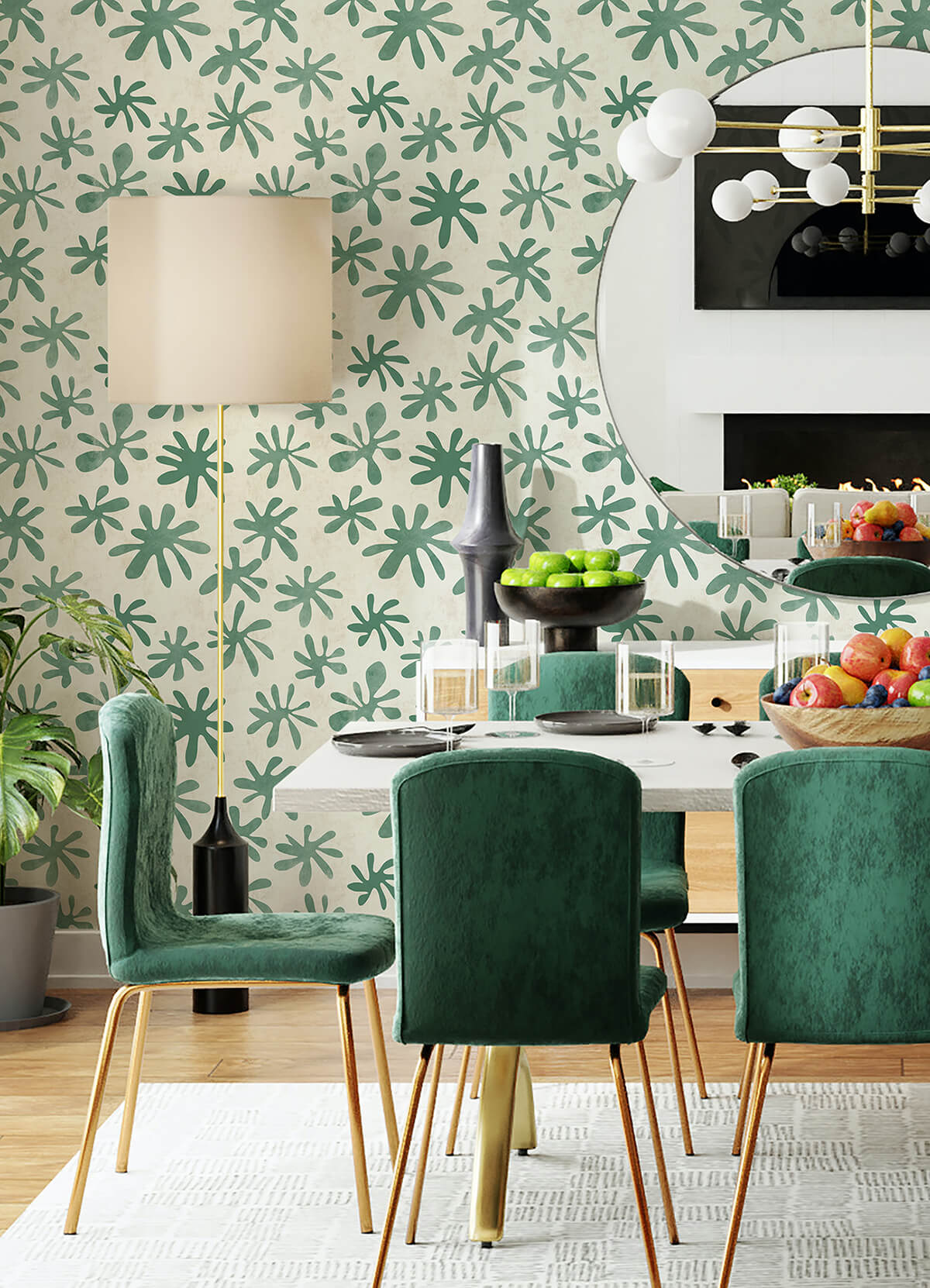 green-field-of-flowers-peel-and-stick-wallpaper-york-wallcoverings-ahs4717 - York Wallcoverings Wallpaper