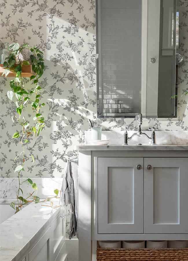 Nightingale Charcoal Floral Trail Wallpaper - York Wallcoverings - 4072-70065 - York Wallcoverings Wallpaper