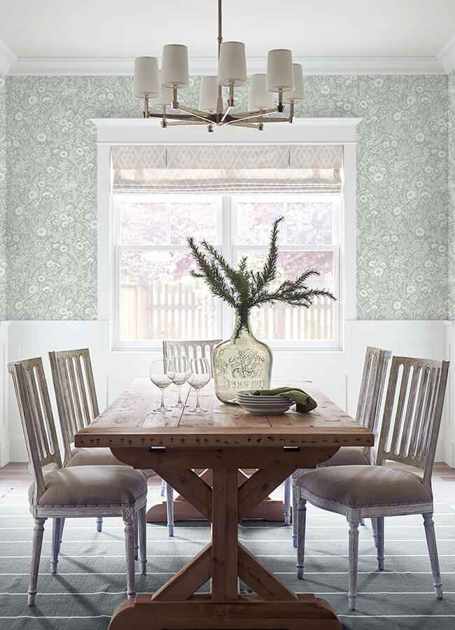 Agathon Seafoam Floral Wallpaper - York Wallcoverings - 4072-70053 - York Wallcoverings Wallpaper