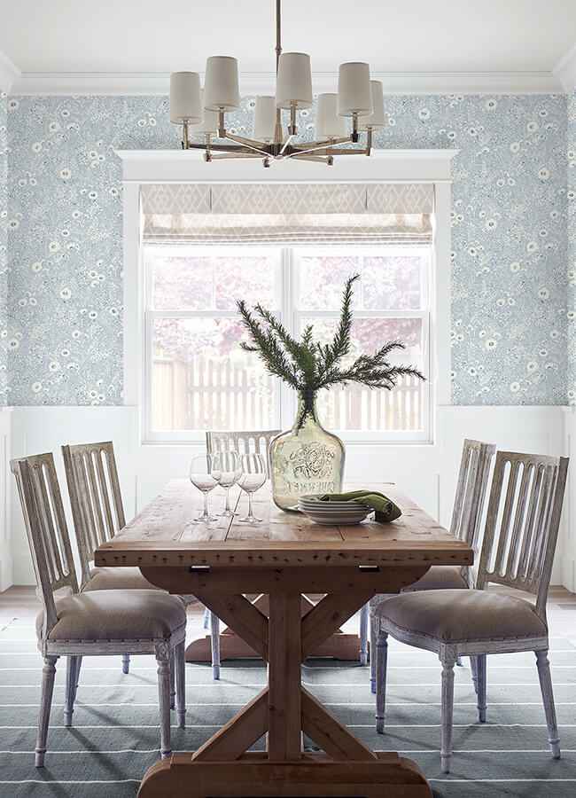 Agathon Light Blue Floral Wallpaper - York Wallcoverings - 4072-70050 - York Wallcoverings Wallpaper