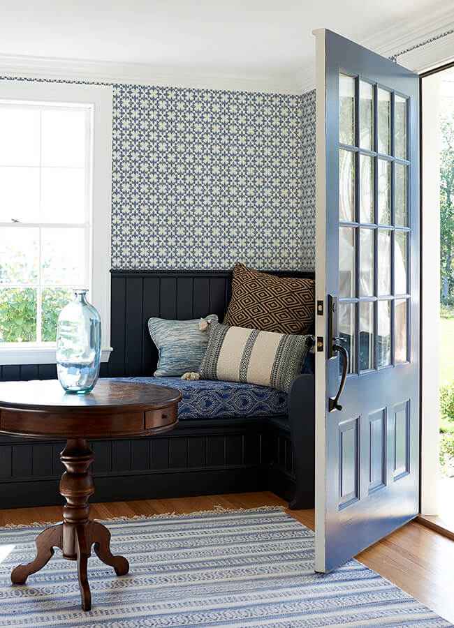 Remy Blue Fleur Tile Wallpaper - York Wallcoverings - 4072-70033 - York Wallcoverings Wallpaper